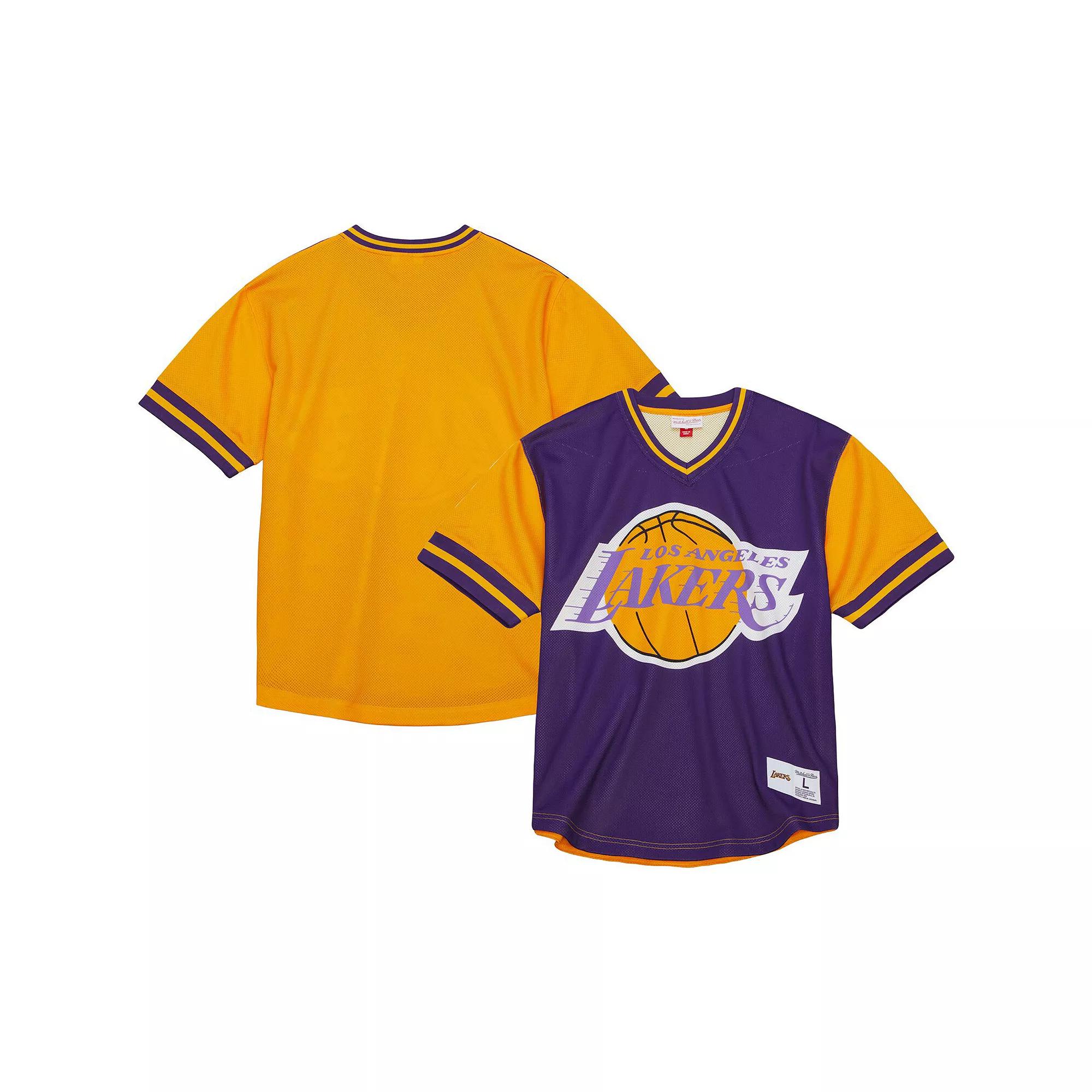 Men's Mitchell & Ness  Purple Los Angeles Lakers Jumbotron 3.0 Mesh V-Neck T-Shirt, Size: Medium Product Image