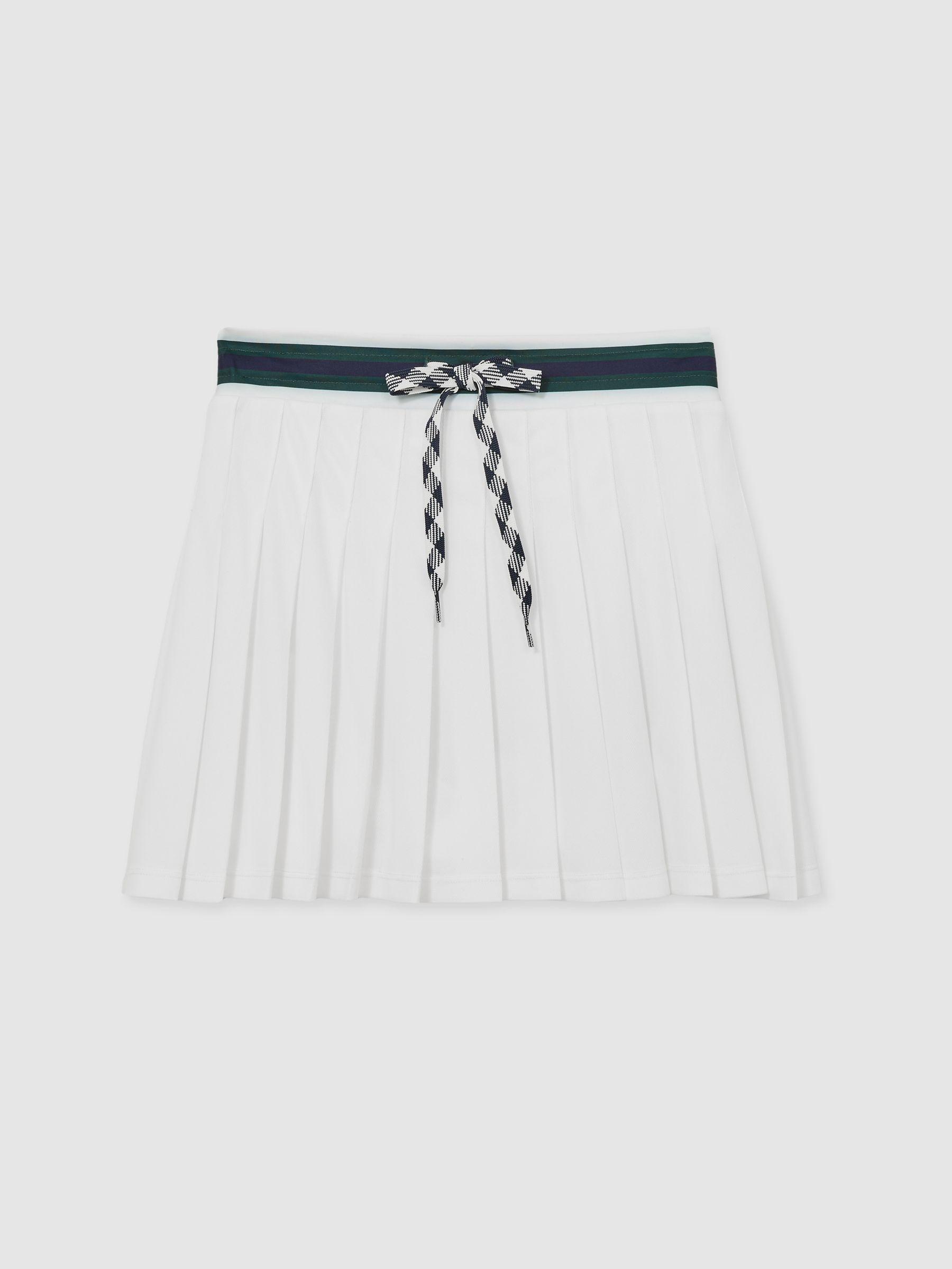 Pleated Drawstring Mini Skirt in White Product Image