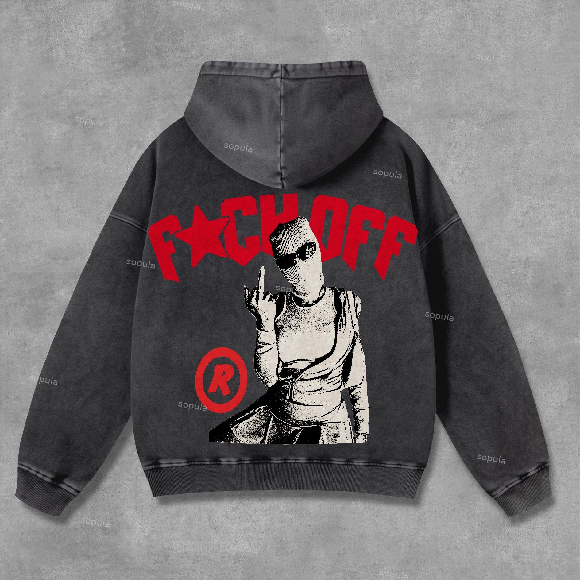 Sopula Vintage Y2k Street Graphic Washed Hoodie Product Image