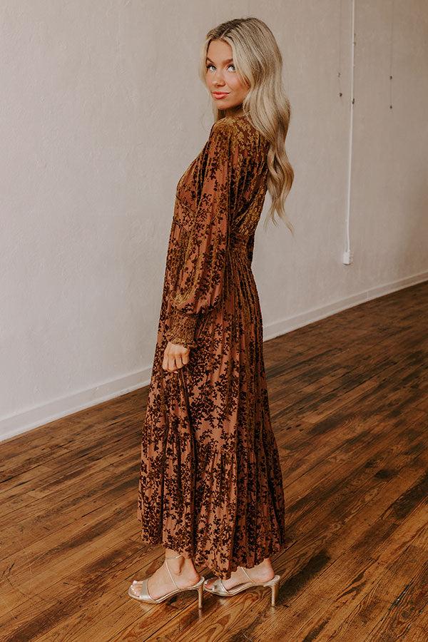 Everlasting Dreams Velvet Burnout Maxi Dress in Chocolate Product Image