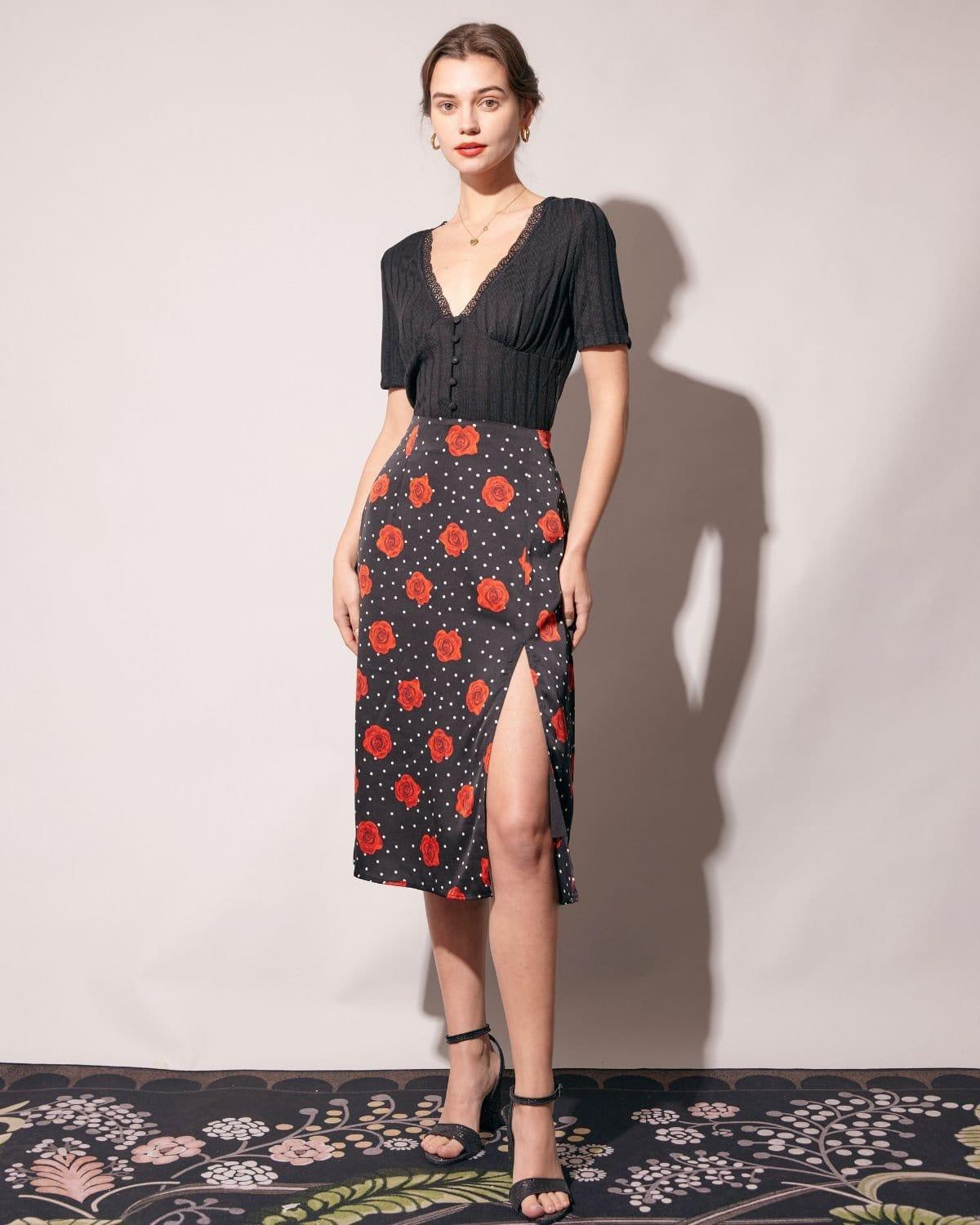 The Ribbed Lace Trim Tee Female Product Image