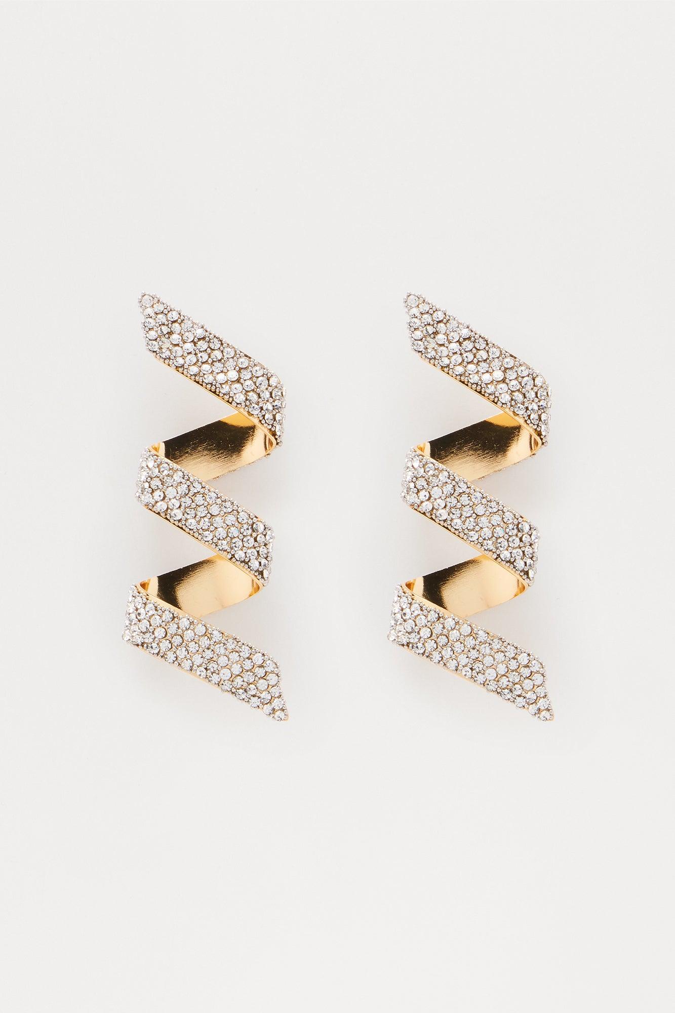 Wrapped Around Rhinestone Twist Drop Earrings - Gold Female Product Image