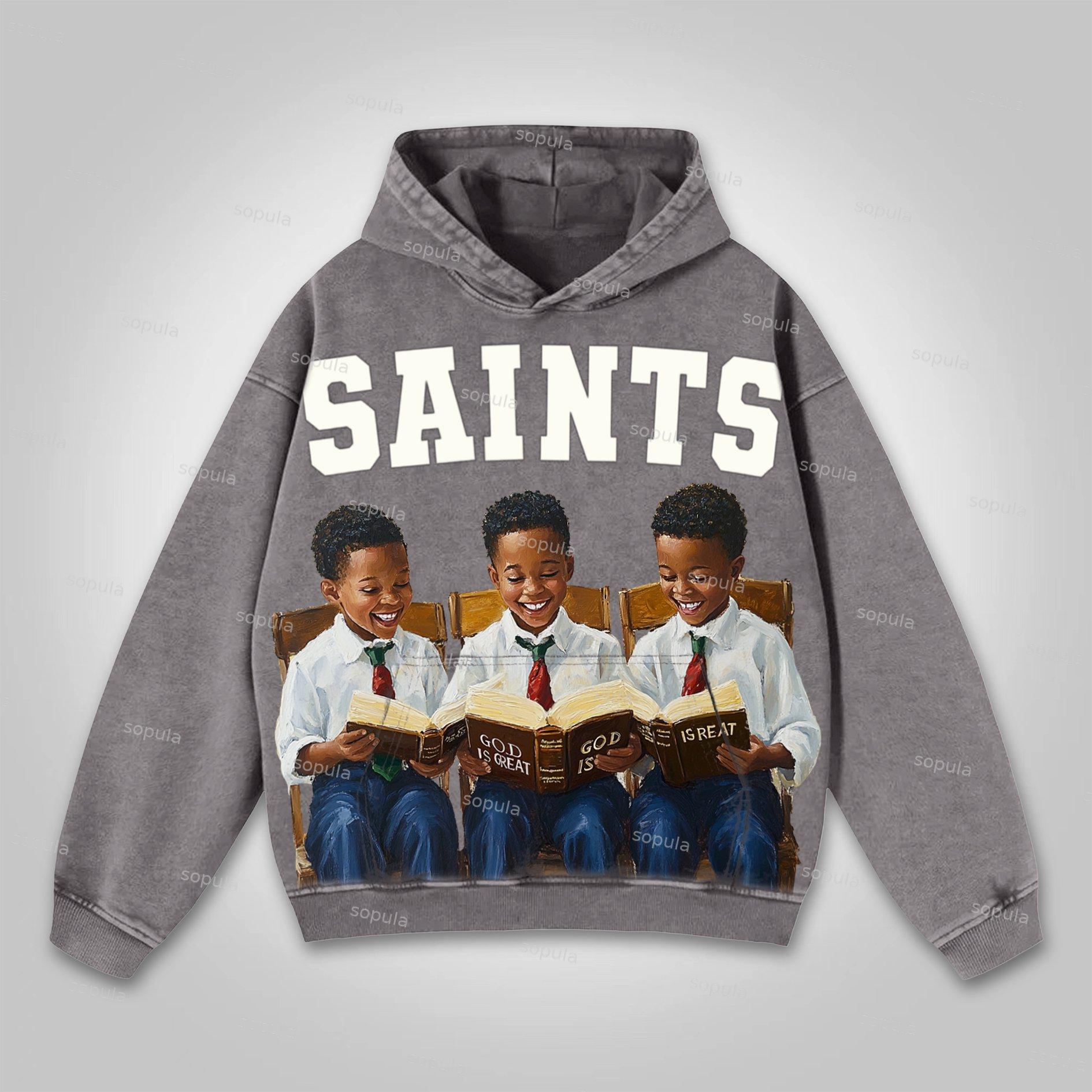 Sopula Saints God Is Reat Graphic Washed Hoodie Product Image