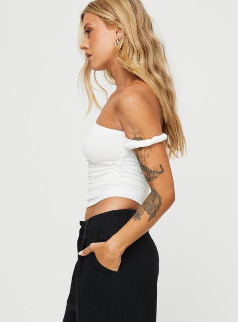 Messenger One Shoulder Top White Product Image