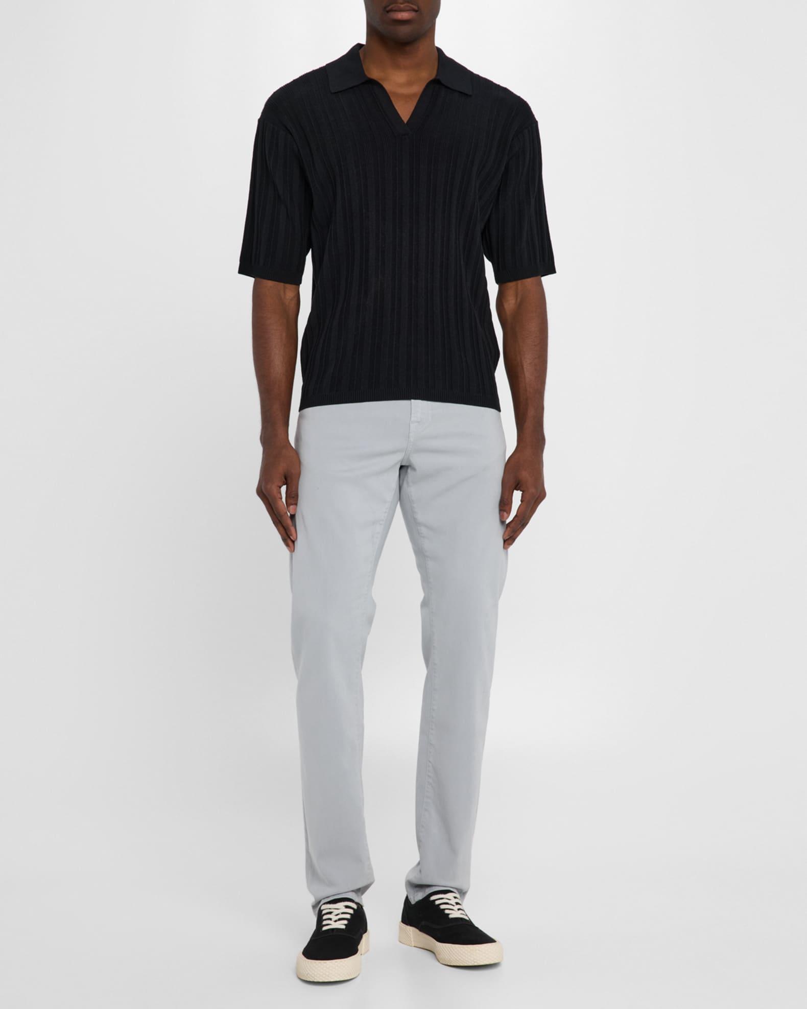 Men's Striped Cotton-Silk Polo Sweater Product Image