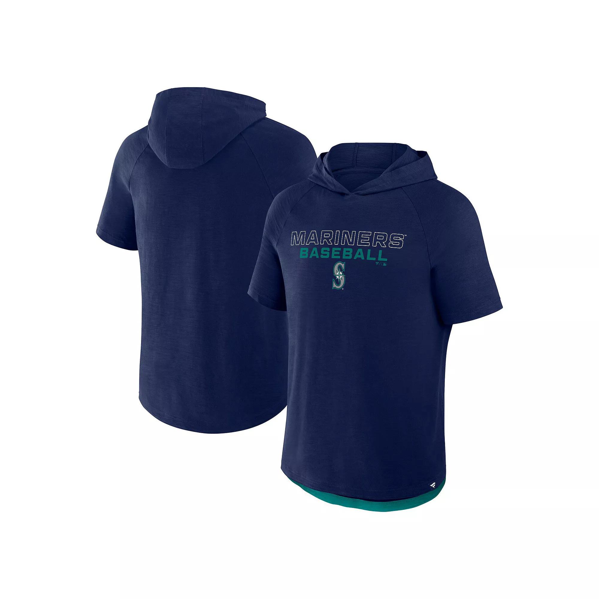 Men's Fanatics Navy Seattle Mariners Clubhouse Optimal Play Raglan Short Sleeve Pullover Hoodie,  Product Image