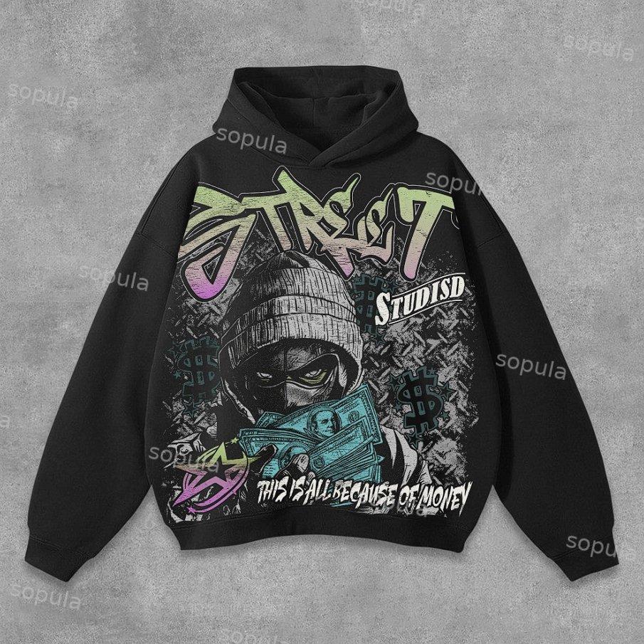 Sopula Greygods Gray Five Nine G59 Skull Graphics Pocketless Hoodie Product Image