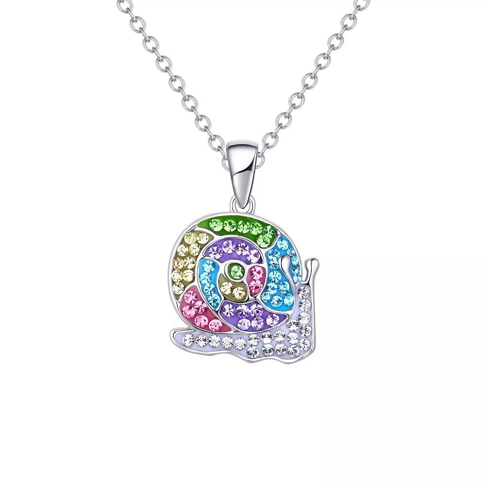 Crystal Collective Sterling Silver Plated Crystal Rainbow Snail Pendant Necklace, Women's, Size: 18", Silver Tone Pink Product Image