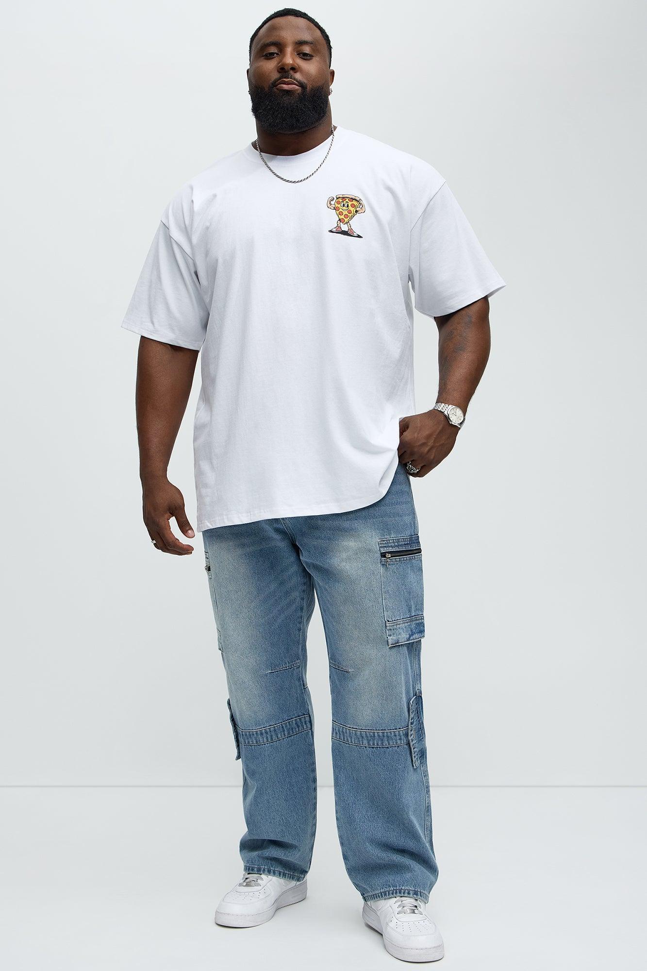 Workout To Eat Out Oversized Short Sleeve Tee - White Male Product Image