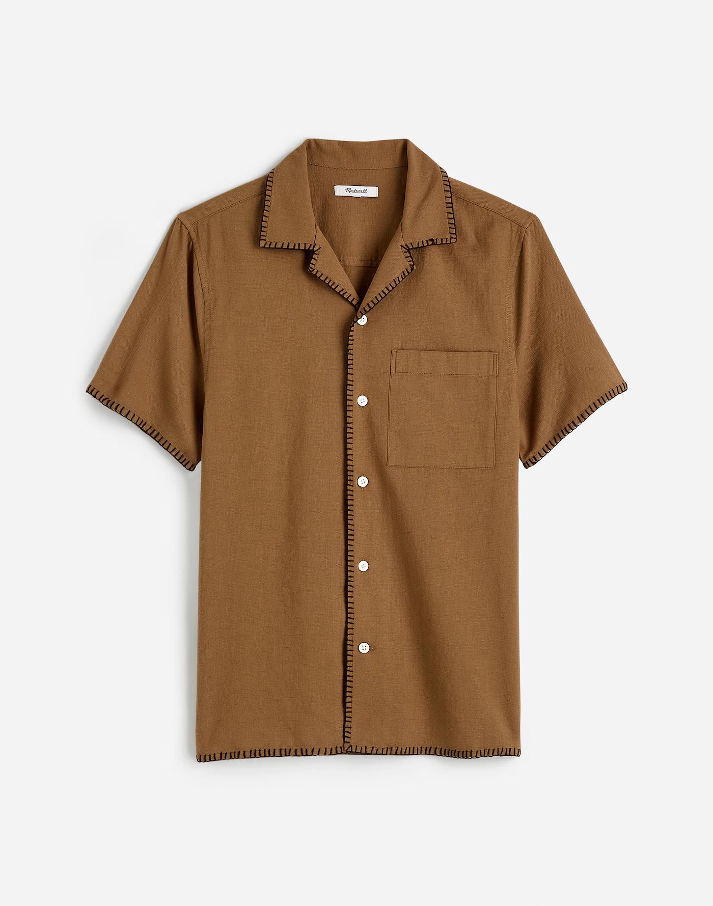 Blanket Stitch Short-Sleeve Shirt Product Image