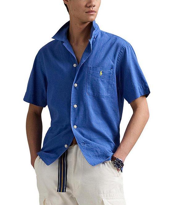 Polo Ralph Lauren Classic Fit Linen-Blend Short Sleeve Woven Camp Shirt Product Image