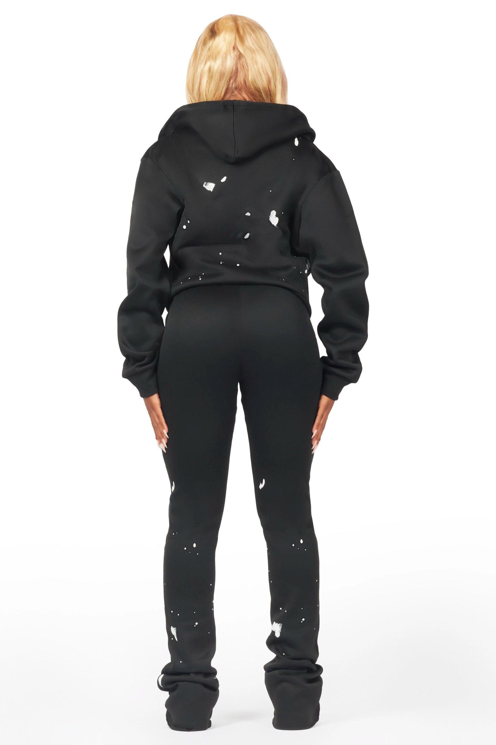Halloway Black Zip Up Super Stacked Trackset Female Product Image