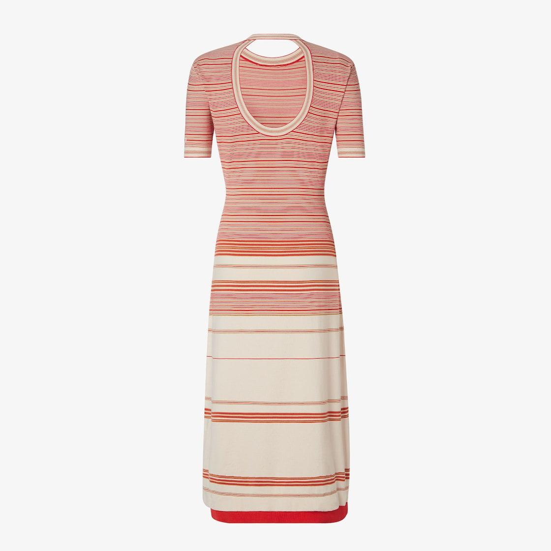 DressRed and beige striped cotton and silk dress Product Image