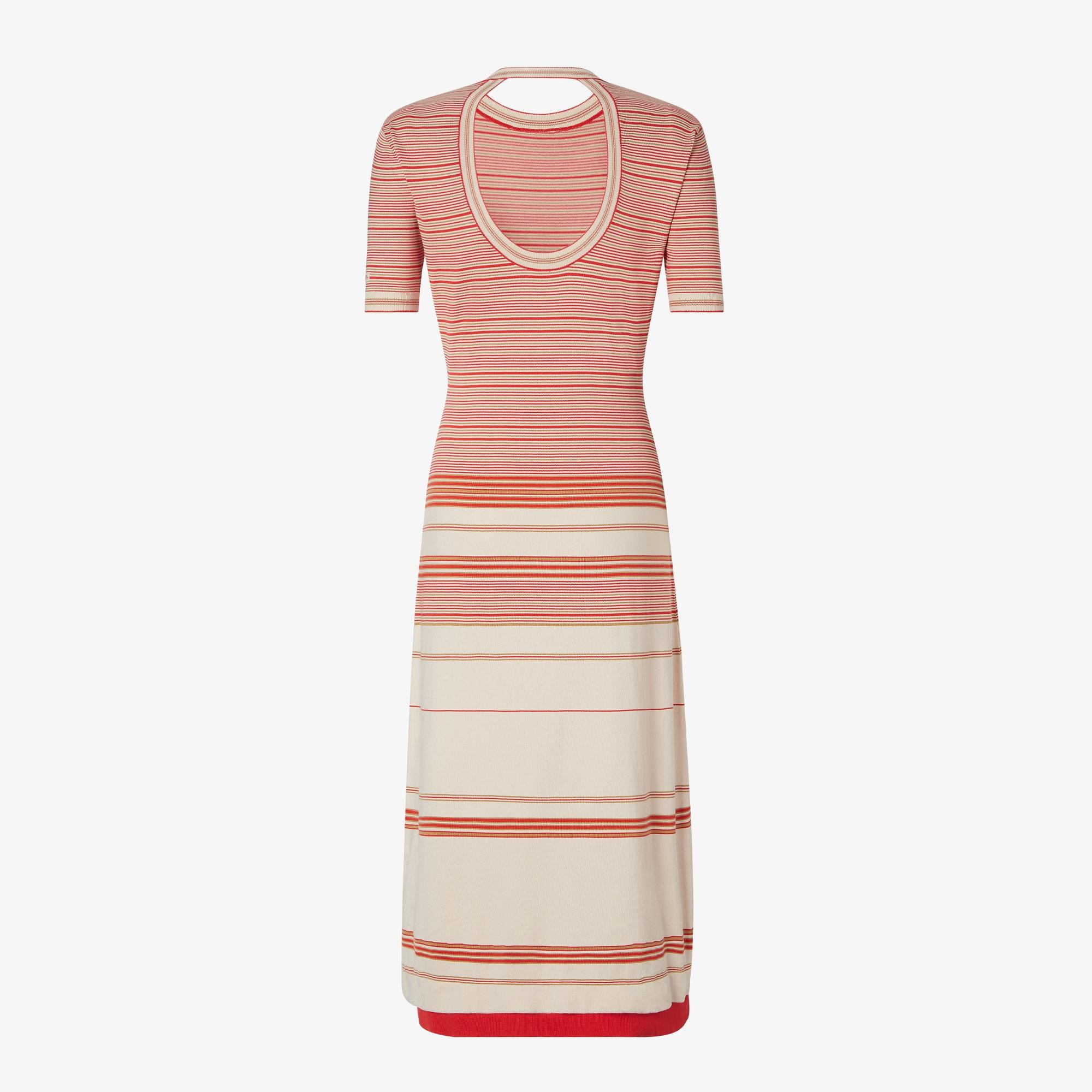DressRed and beige striped cotton and silk dress Product Image