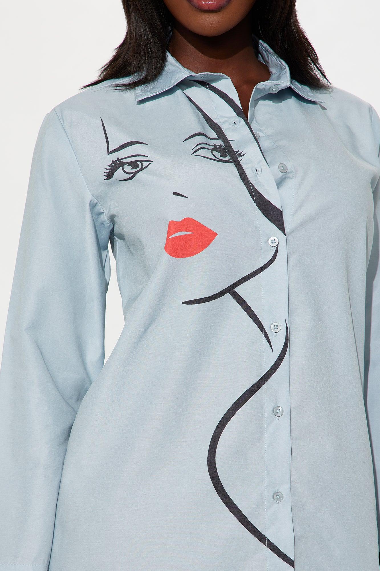 I See You Mini Shirt Dress - Grey Product Image