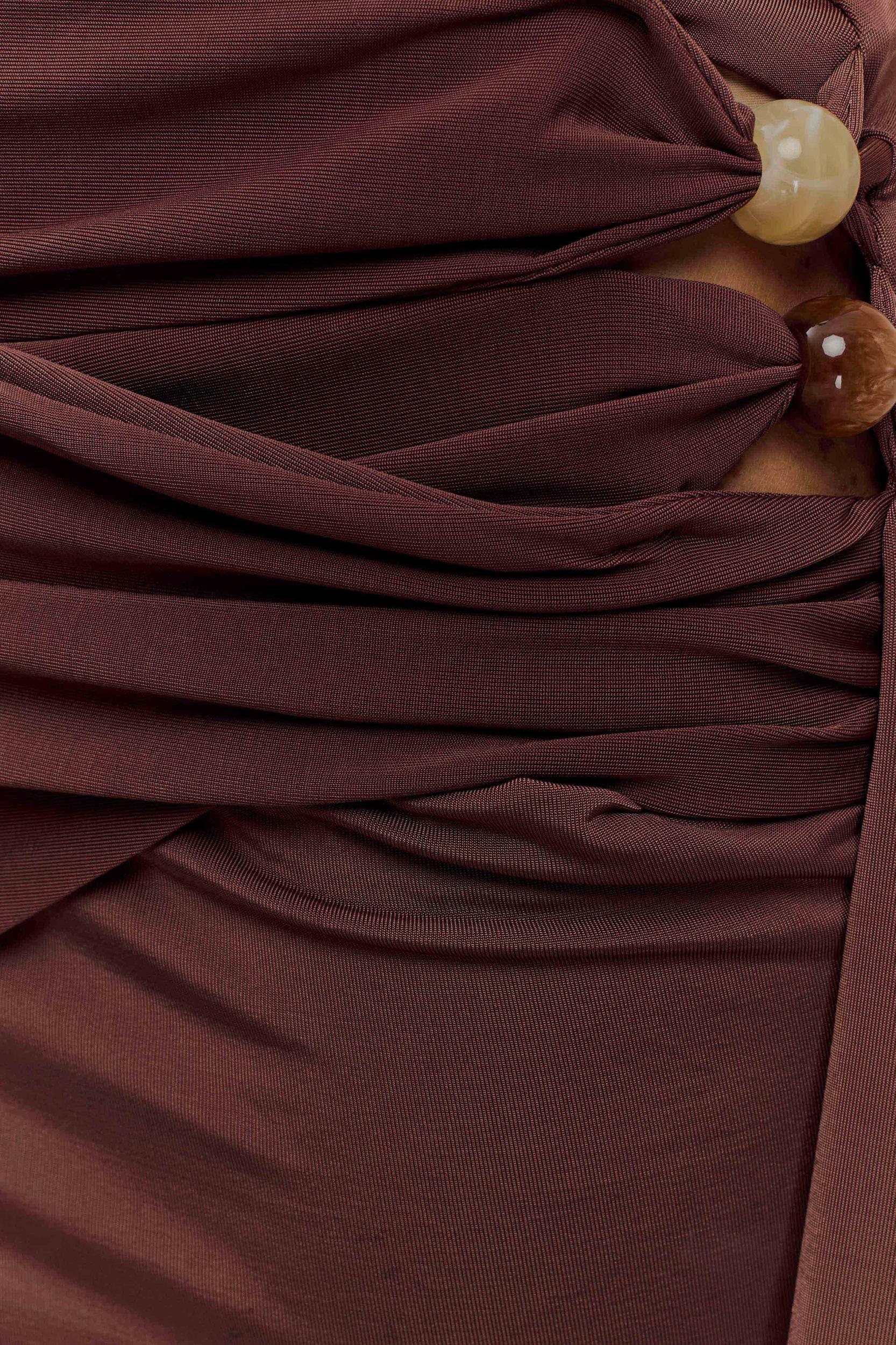 Alicent Slinky Beaded Mini Skirt - Chocolate Product Image