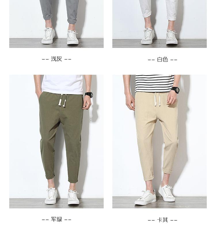 Drawstring Waist Plain Cropped Harem Pants Product Image