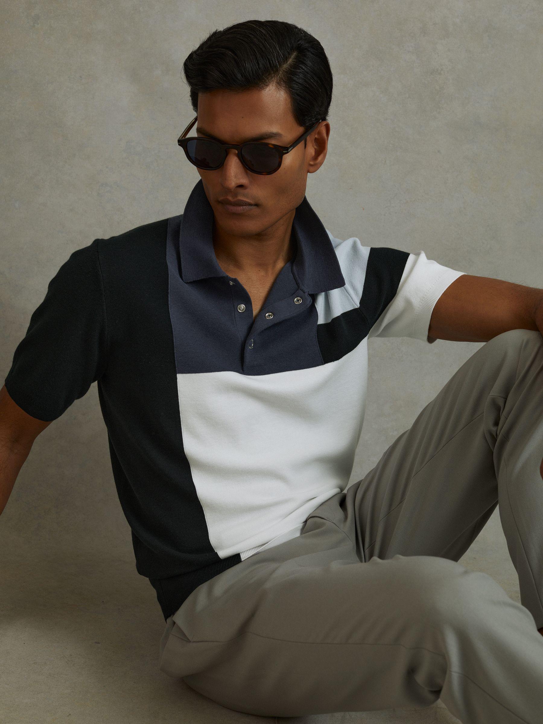 Colourblock Polo Shirt in Blue Multi Product Image
