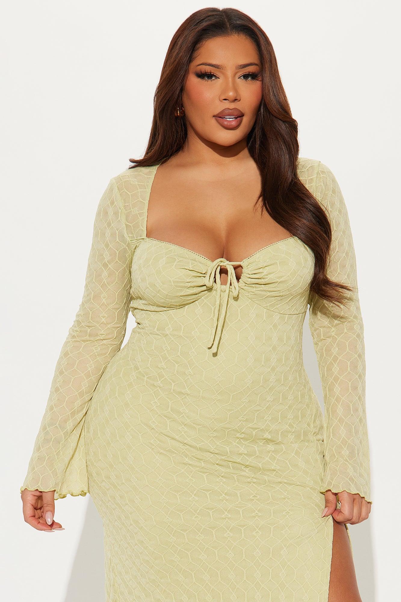 Elsa Textured Midi Dress - Sage Product Image