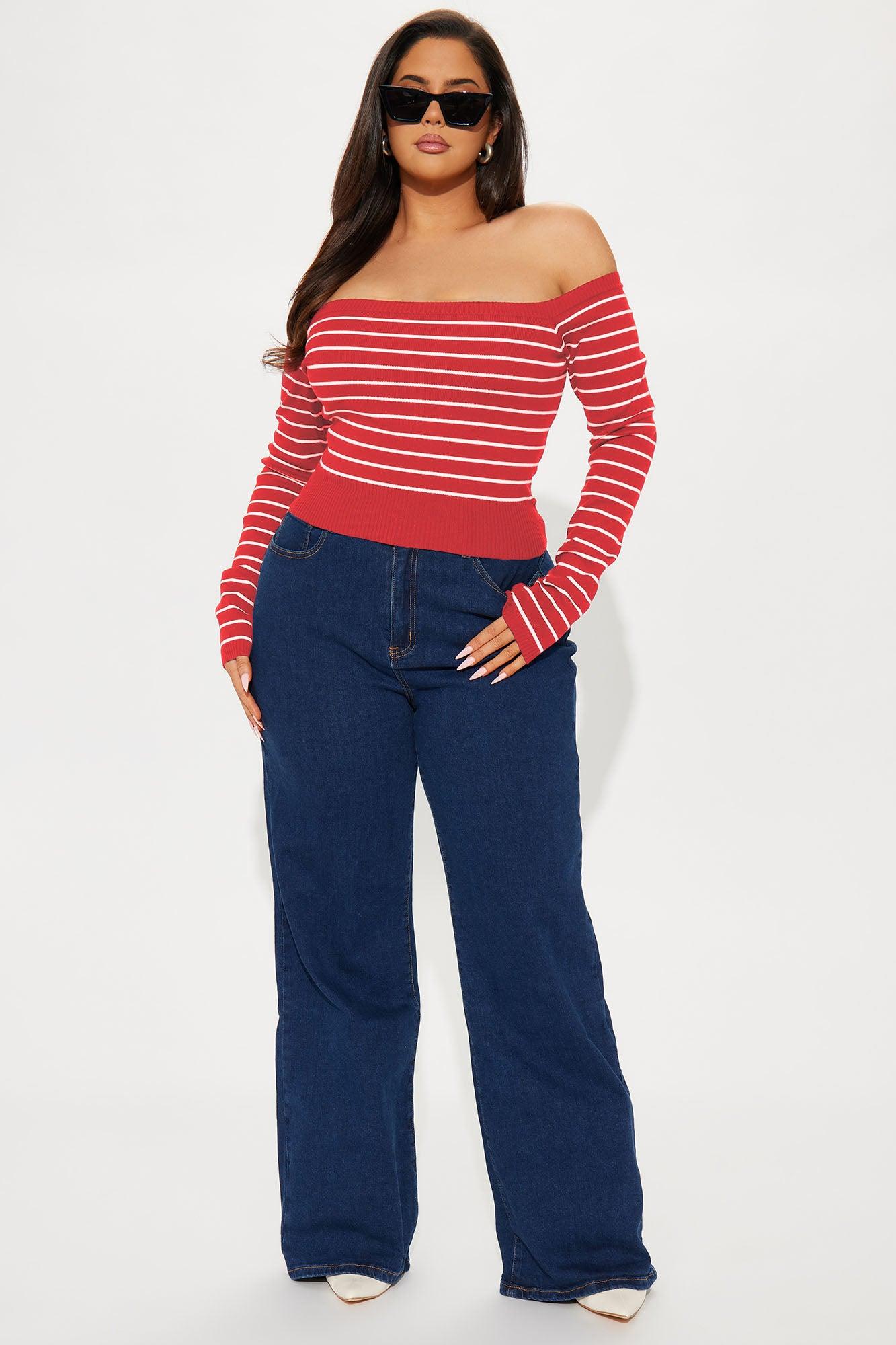 Hamptons Weekend Striped Sweater - Red/White Female Product Image