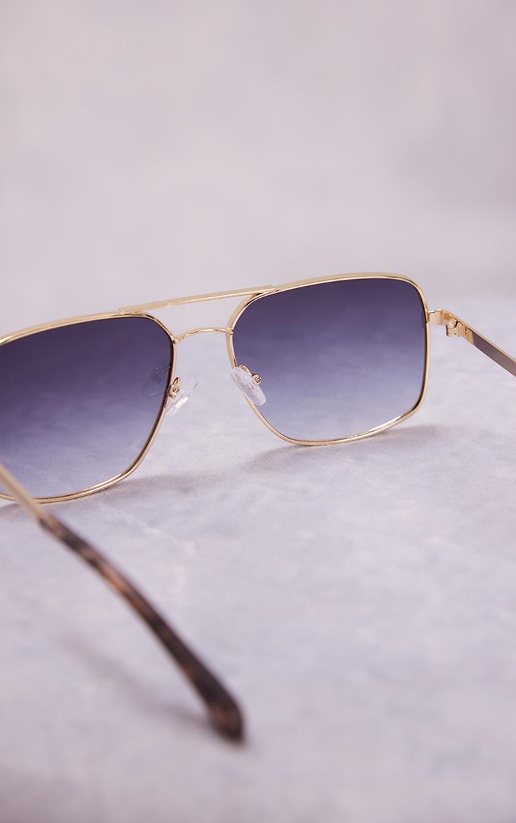 Black Lens Squared Aviator Sunglasses Product Image