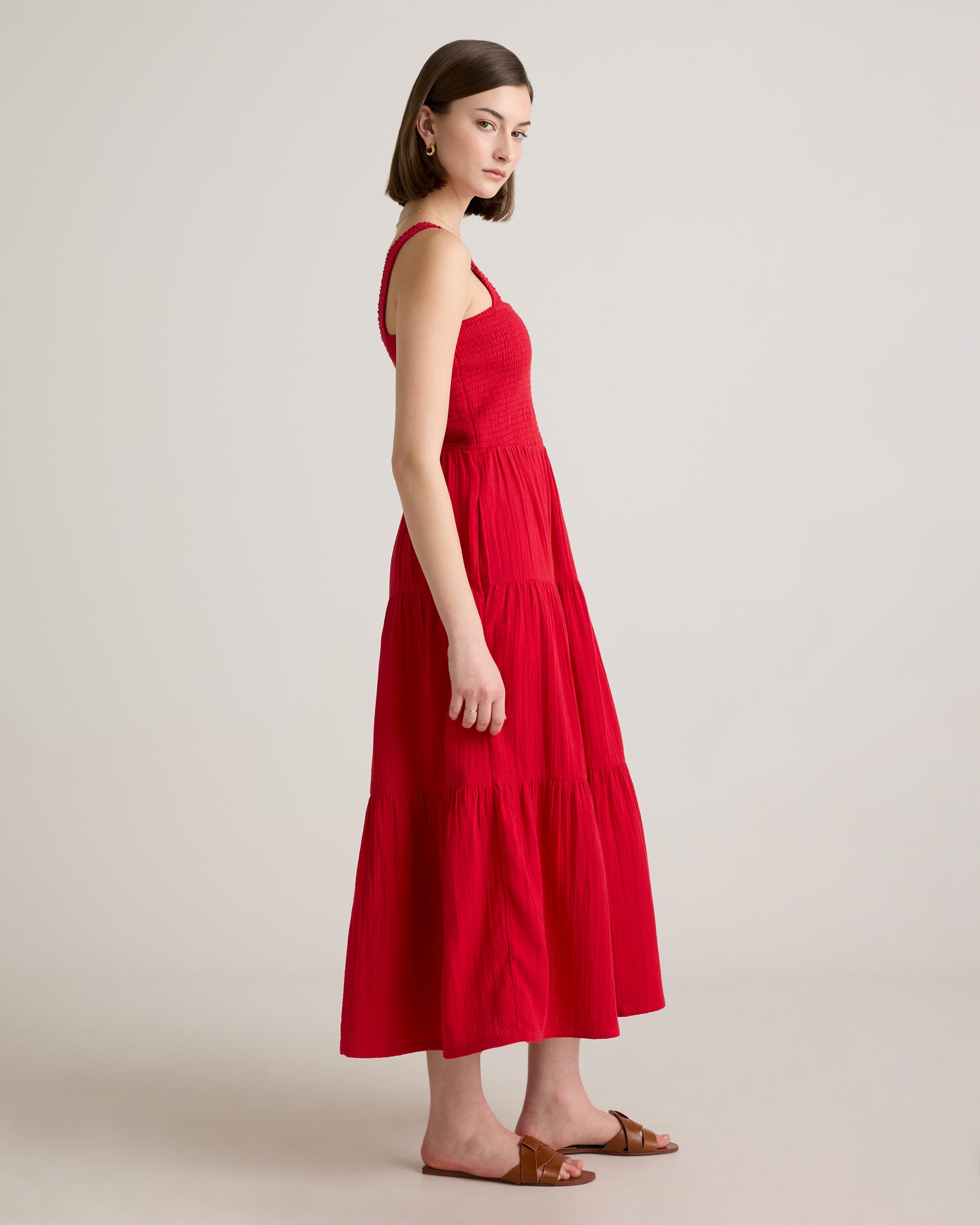 Quince | Women's Gauze Smocked Sleeveless Maxi Dress Organic Cotton Product Image