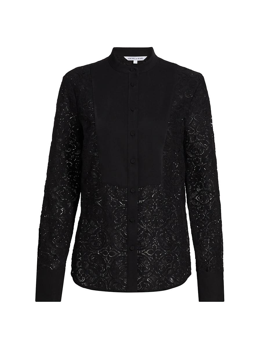 Womens Naya Silk-Blend Lace Long-Sleeve Top Product Image