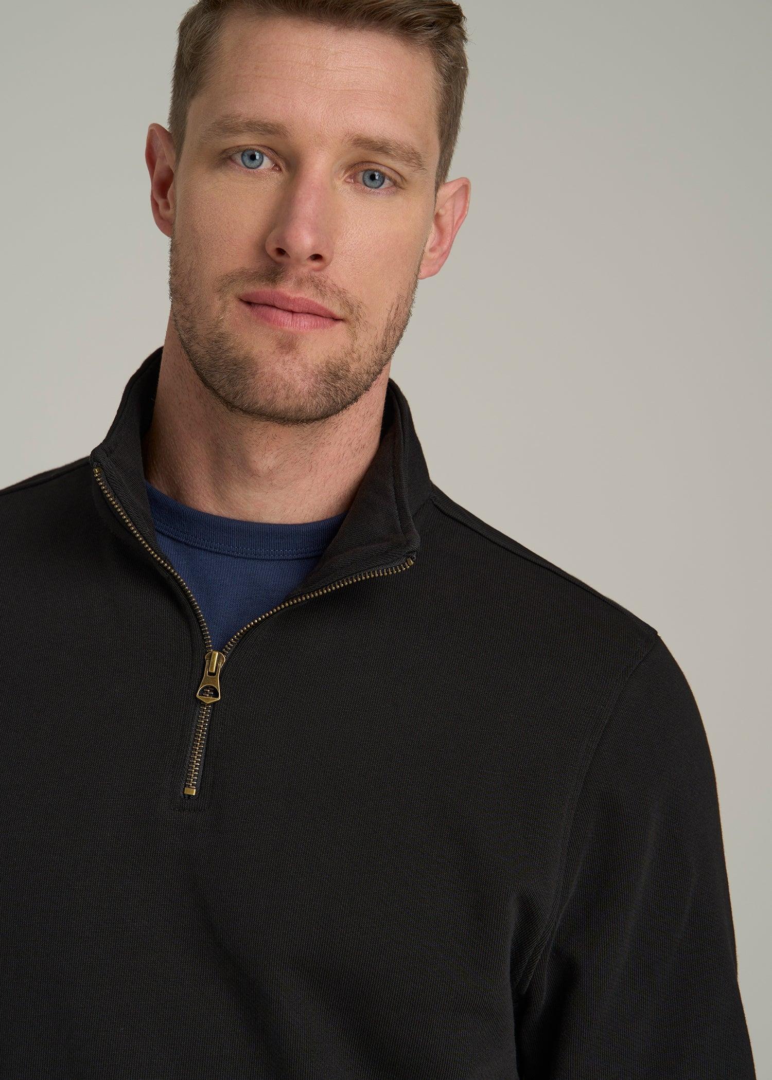 LJ&S Heavyweight Quarter-Zip Pullover for Tall Men in Vintage Black Male Product Image