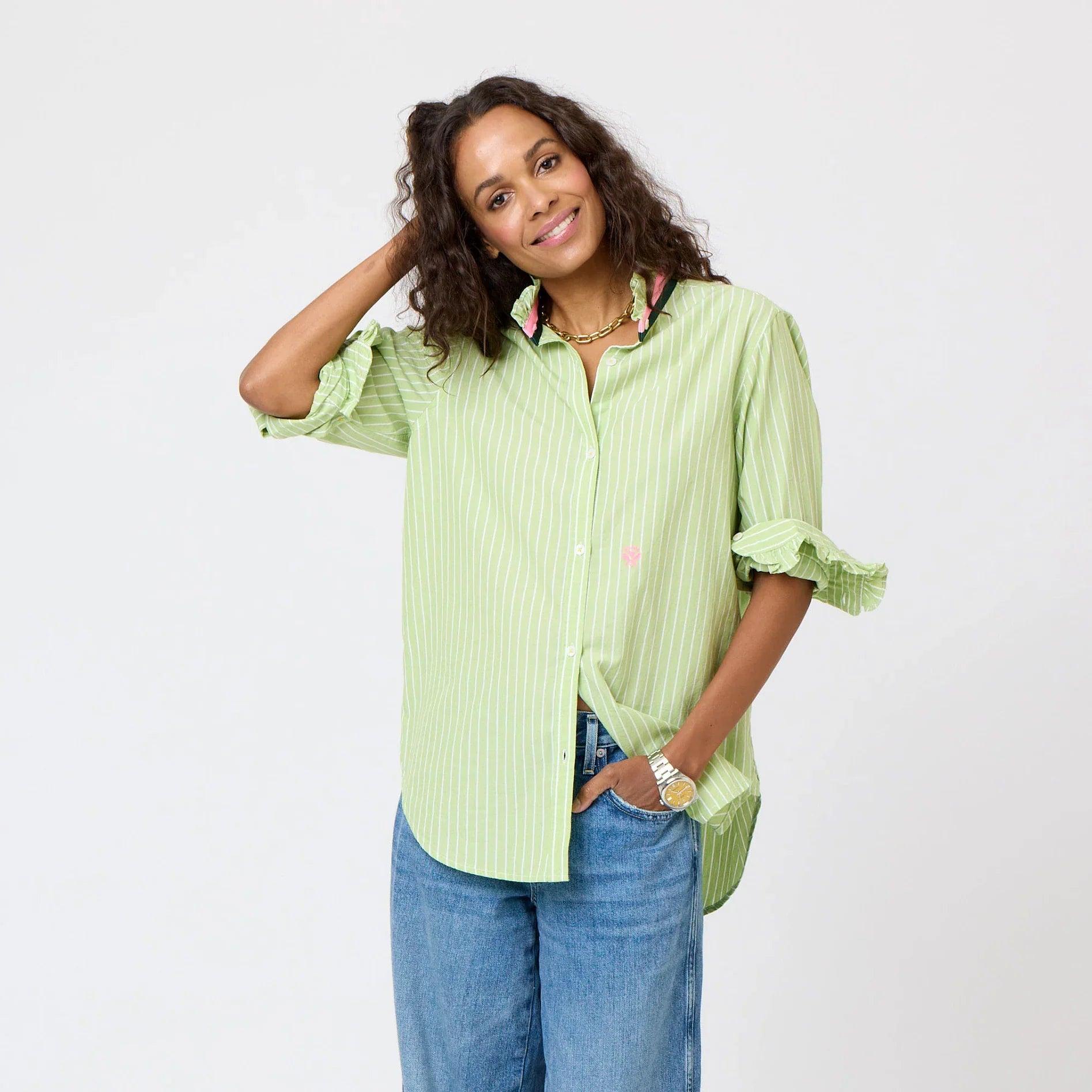 Kerri Rosenthal Mia Stripe Ruffle Shirt Product Image