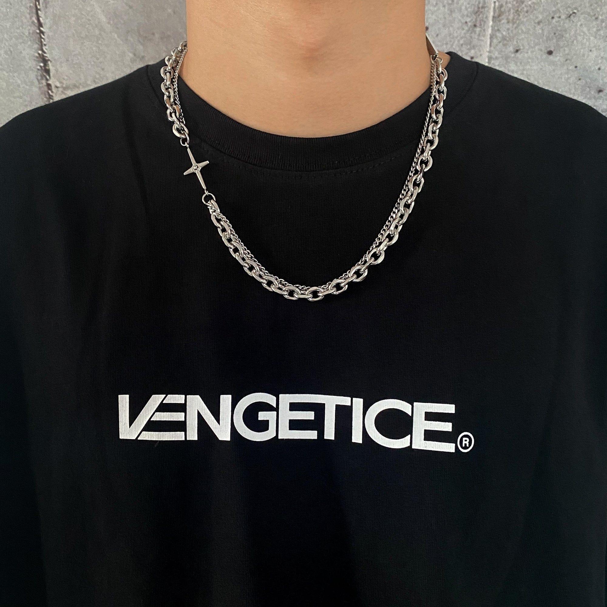 DOUBLE CHAIN CROSS NECKLACE Product Image