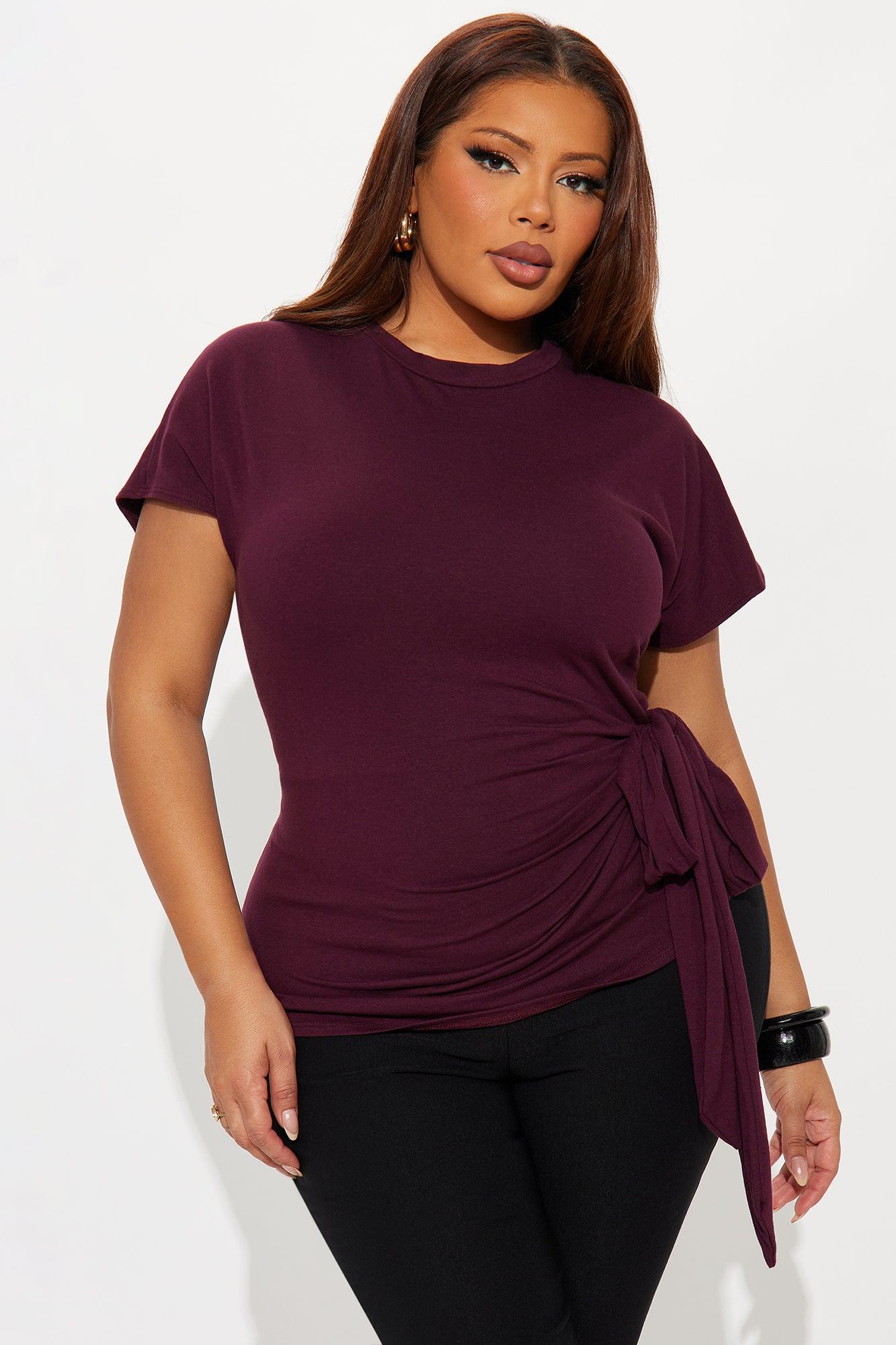 Penny Tie Waist Tshirt - Plum Female Product Image