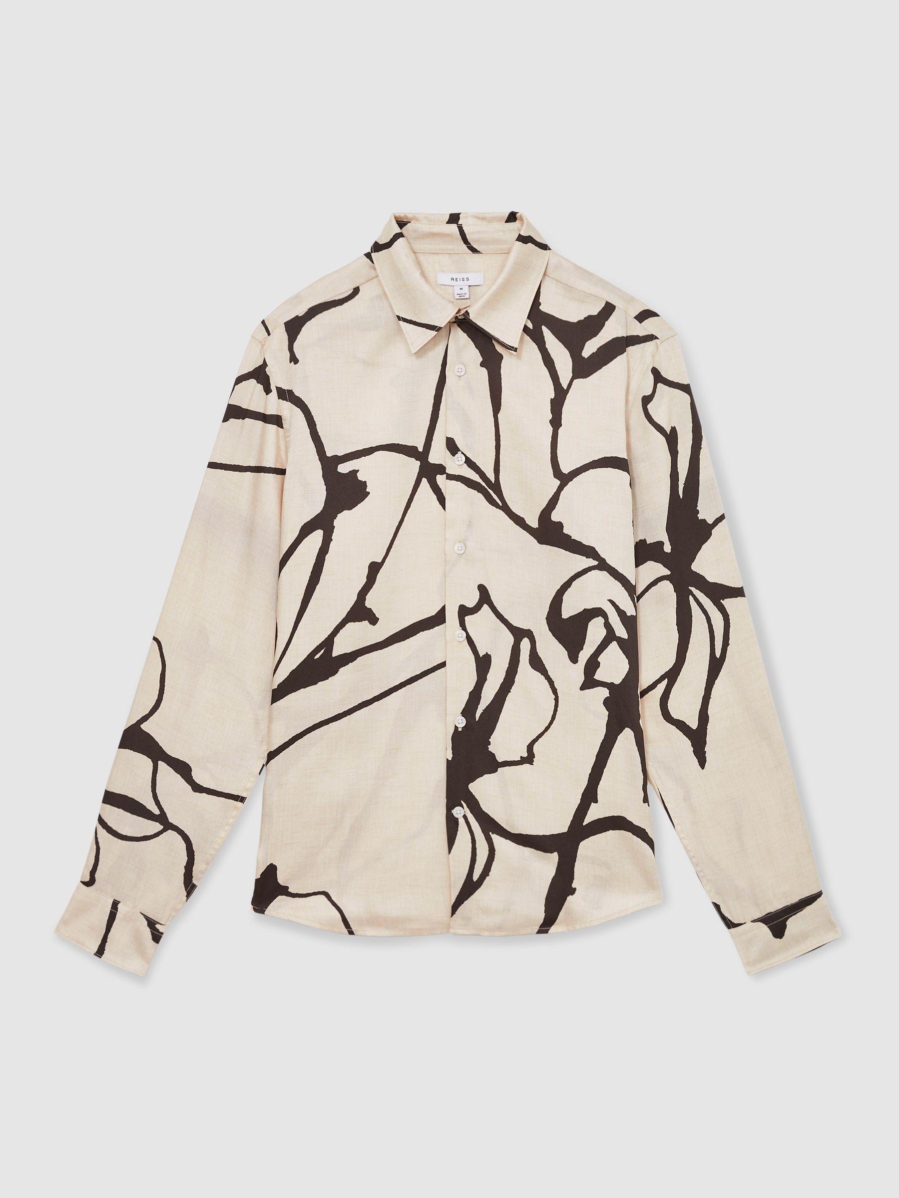 Abstract Painted Print Shirt in Stone Product Image