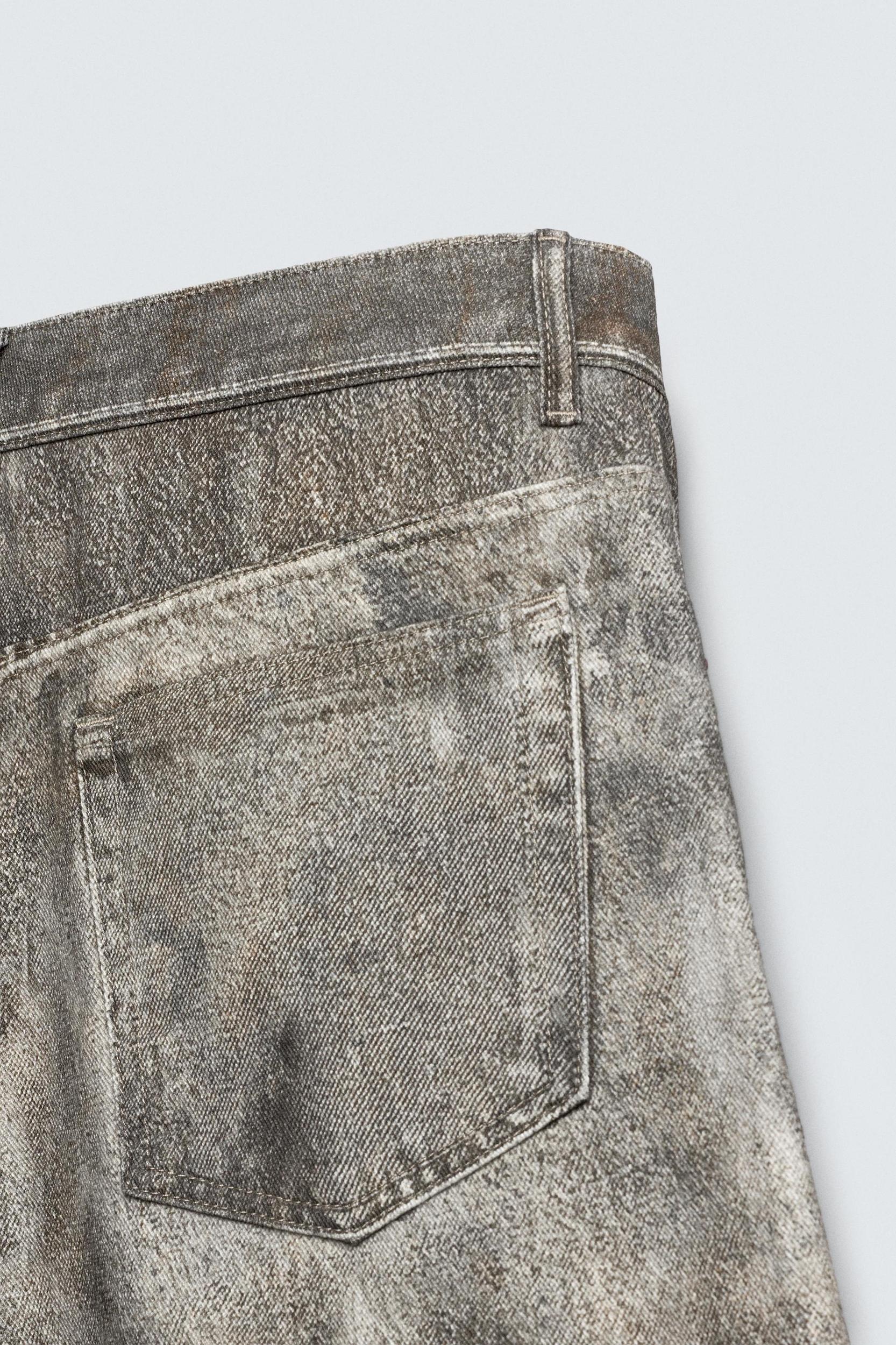 ABSTRACT PRINT BAGGY FIT DENIM SHORTS Product Image