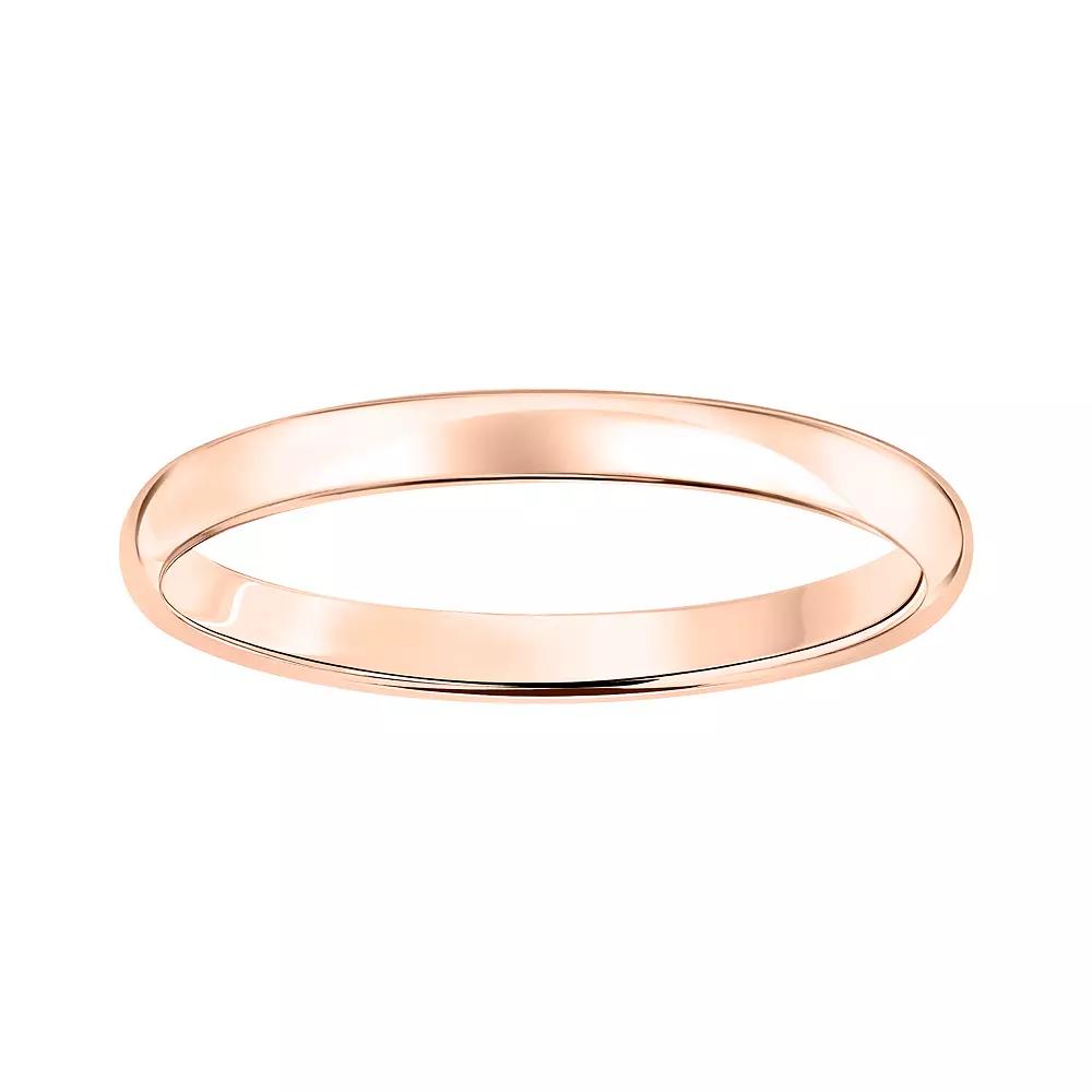 10k Gold 2 mm Polished Dome Wedding Band, Women's, Size: 6, Pink Product Image