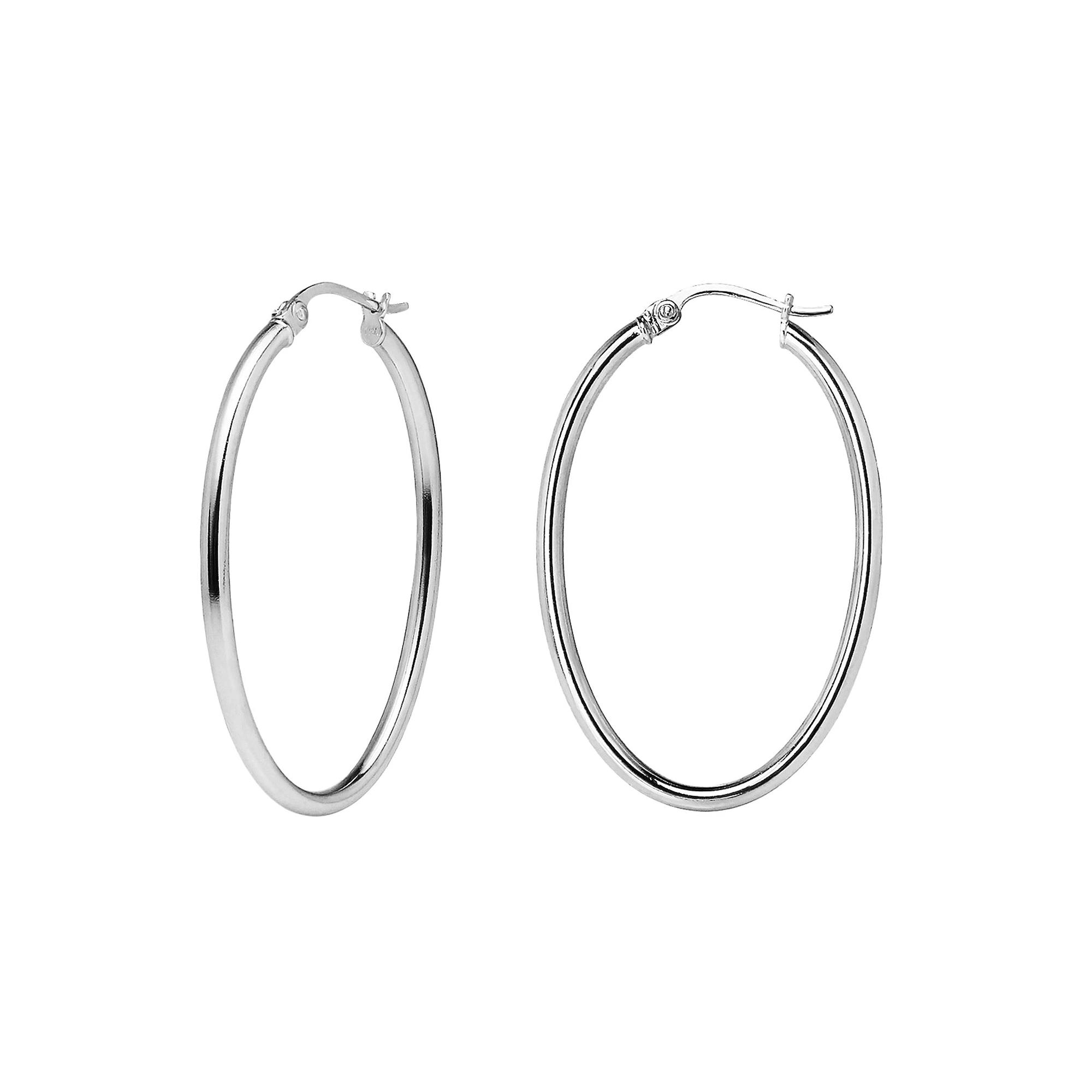 Aleure Precioso Sterling Silver Oval Hoop Earrings, Women's, Size: 30MM, Gold Tone Product Image