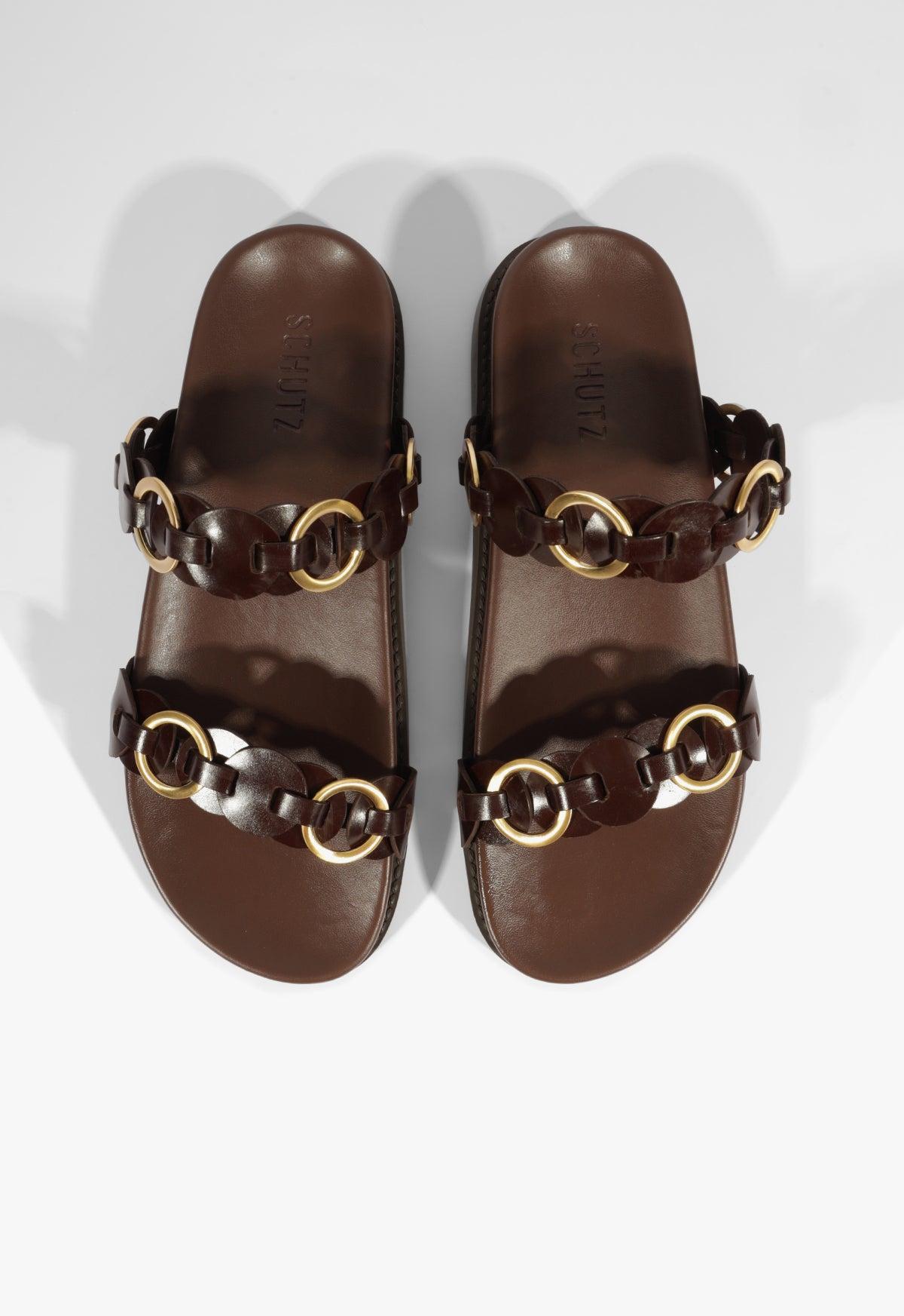 Selina Brown Leather Sporty Sandal Product Image