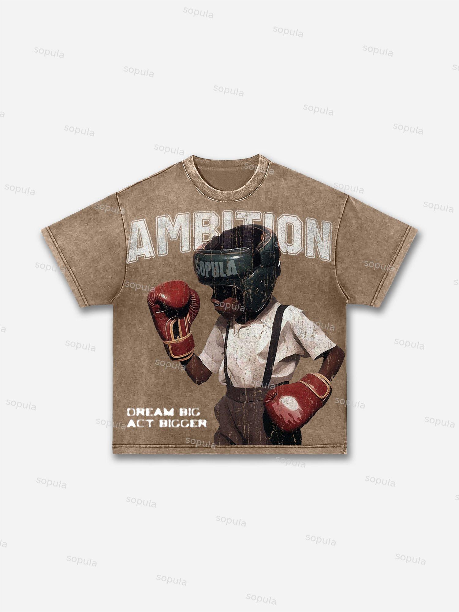 Boxer Follow Your Dream Retro Make Vintage Graphic Acid Wash T-shirt Product Image
