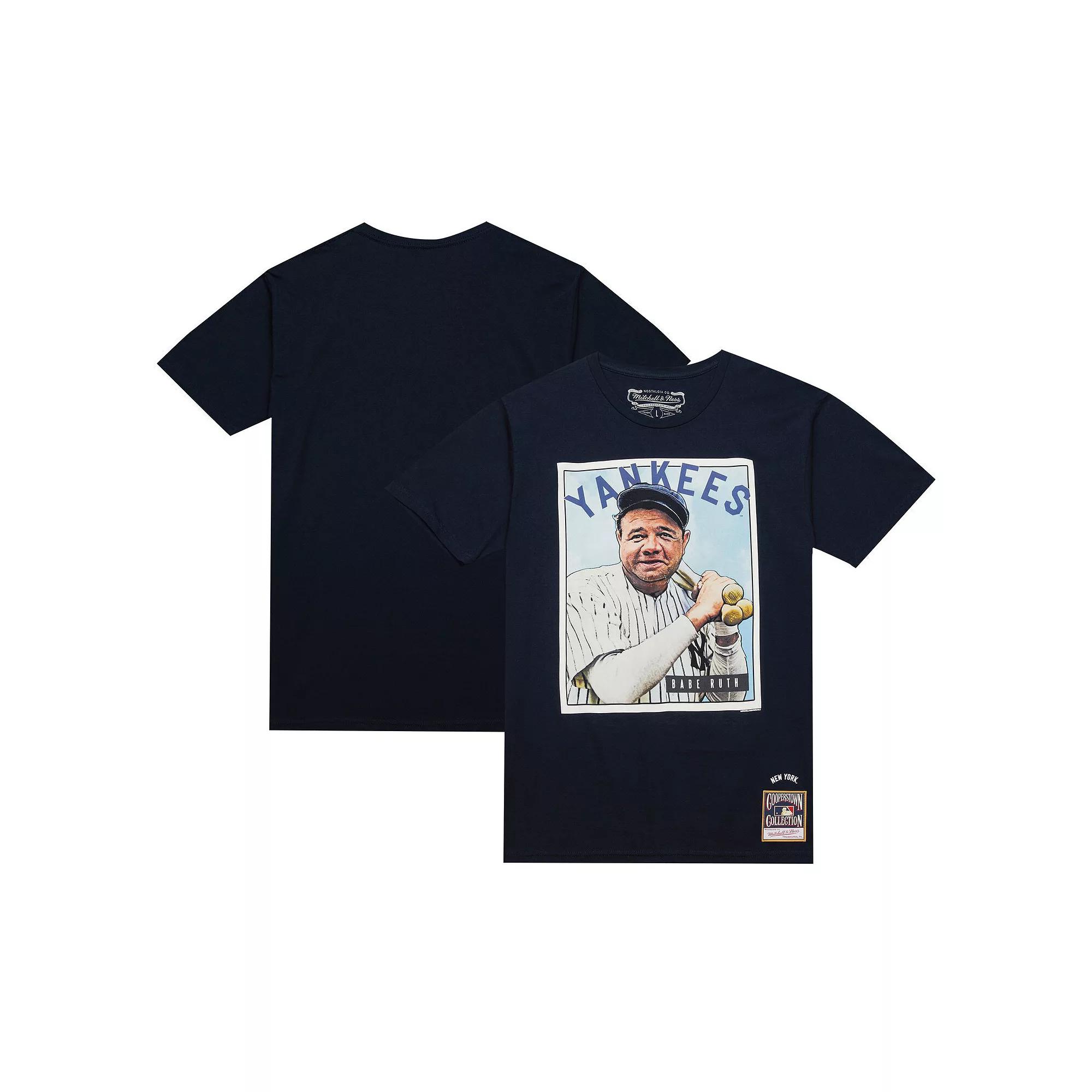Men's Mitchell & Ness Babe Ruth Navy New York Yankees Cooperstown Collection Collectors Connection T-Shirt, Size: XL, Blue Product Image