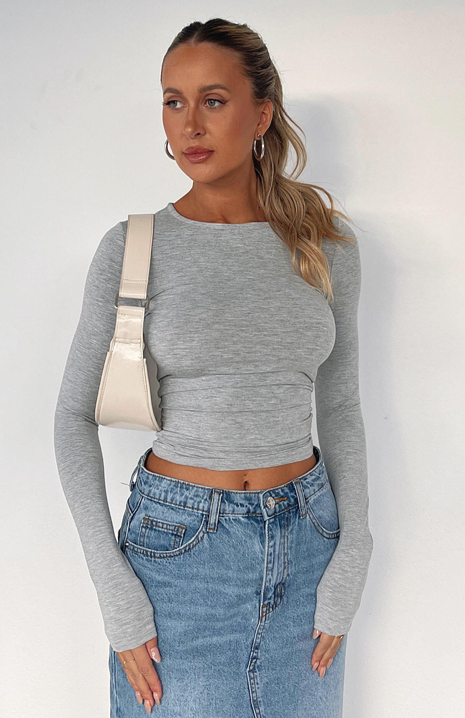 Only For Tonight Long Sleeve Top Grey Marle Product Image