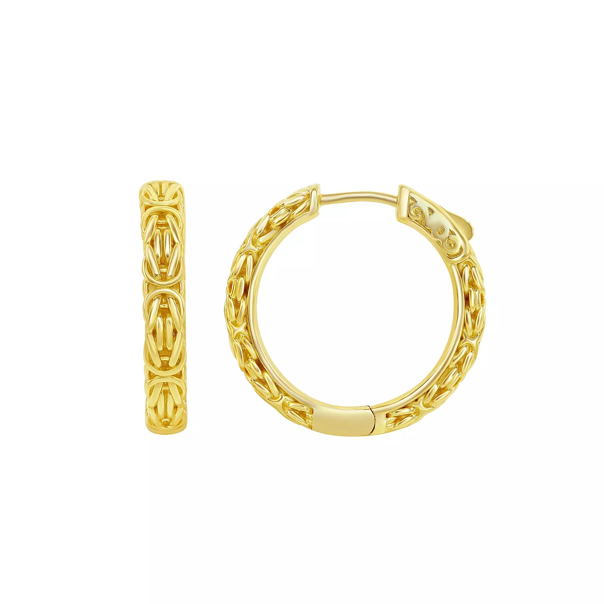 Sterling Silver Byzantine Hoop Earrings, Women's, Gold Tone Product Image