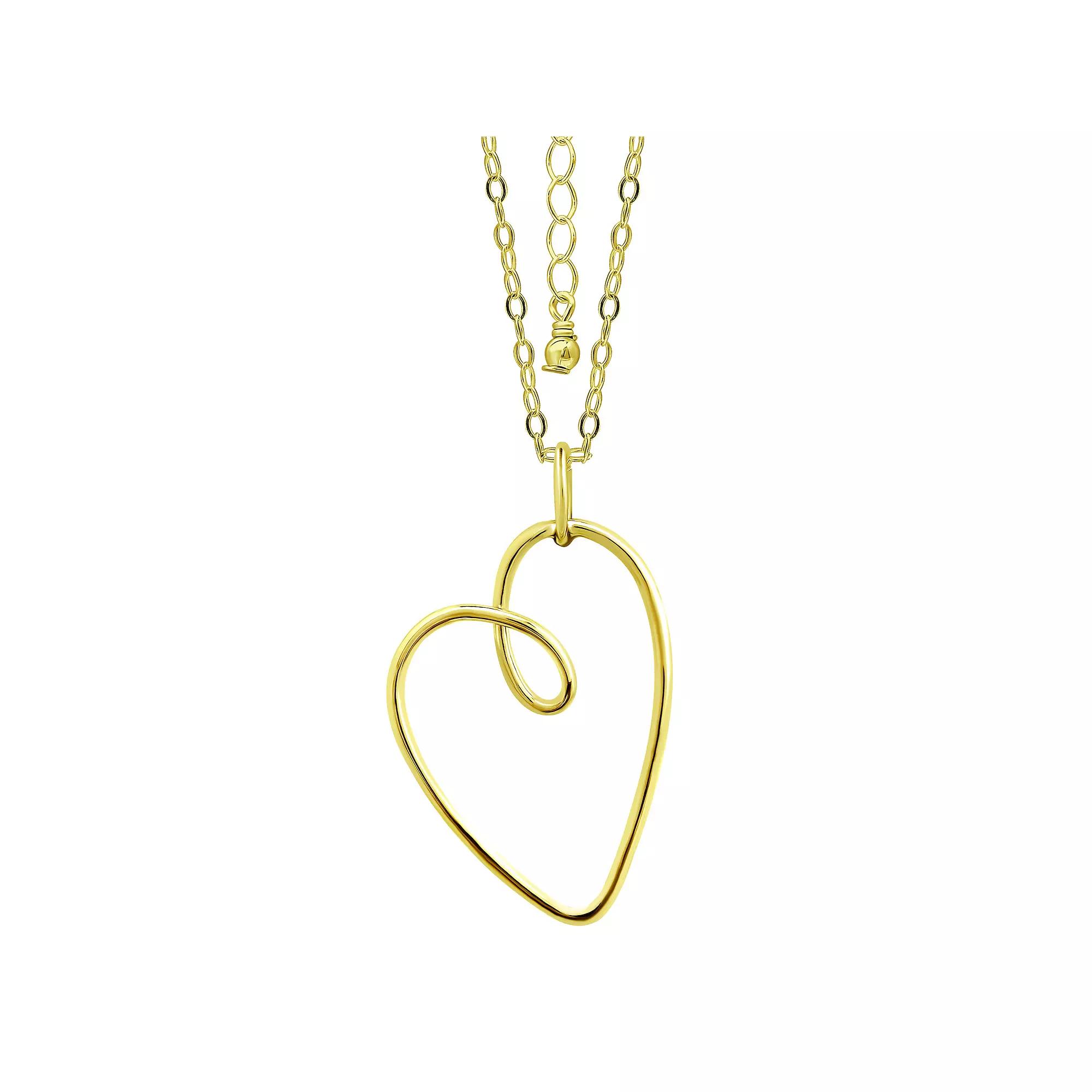 Aleure Precioso Thin Drawn Off Center Heart Pendant Necklace, Women's, Size: 18", Gold Tone Product Image