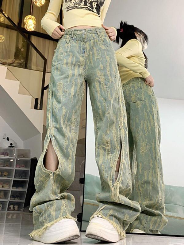 Vintage Ripped Raw Trim High Rise Boyfriend Jeans Product Image