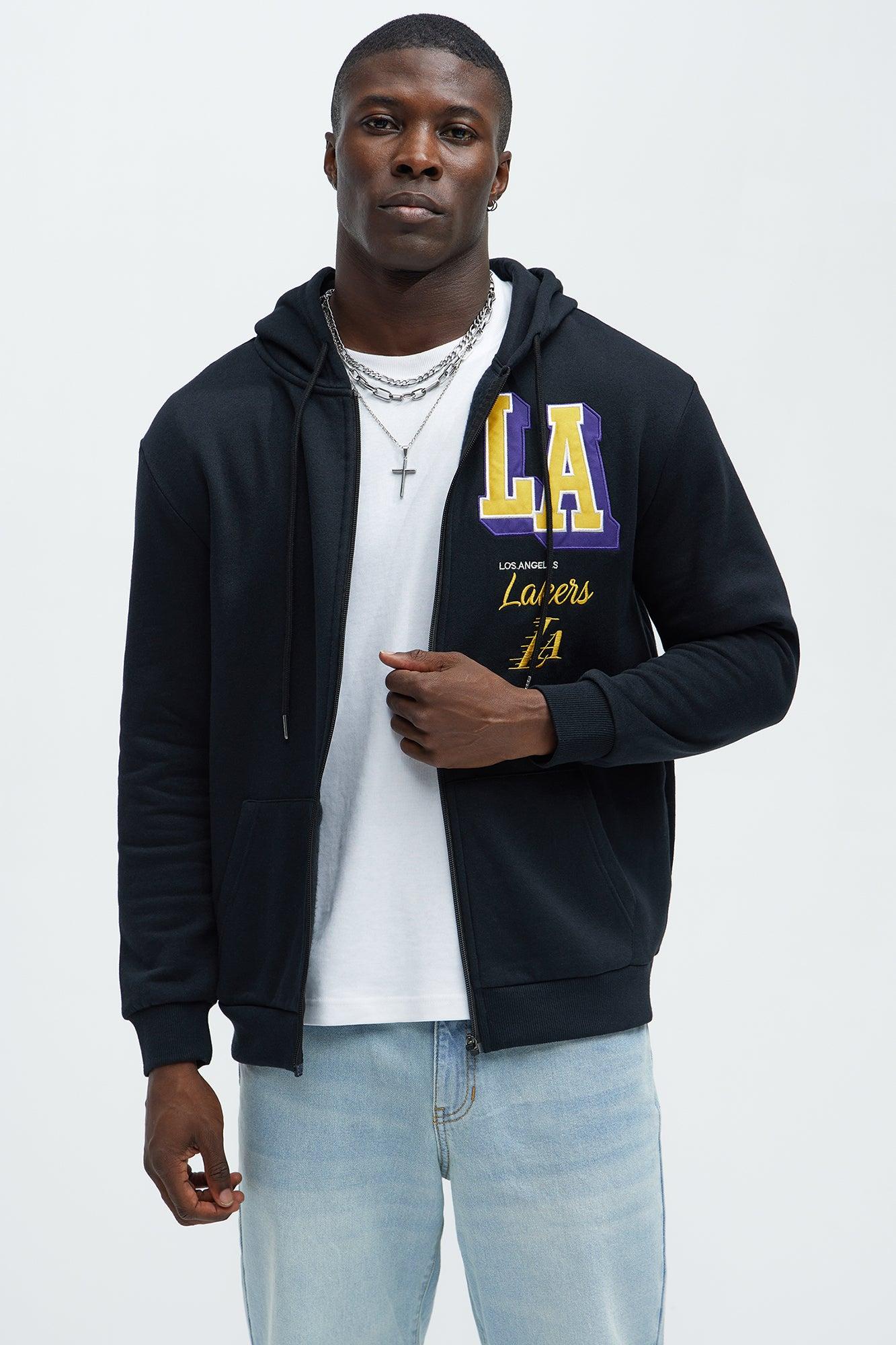 Lakers Bold Zip Up Hoodie - Black Product Image