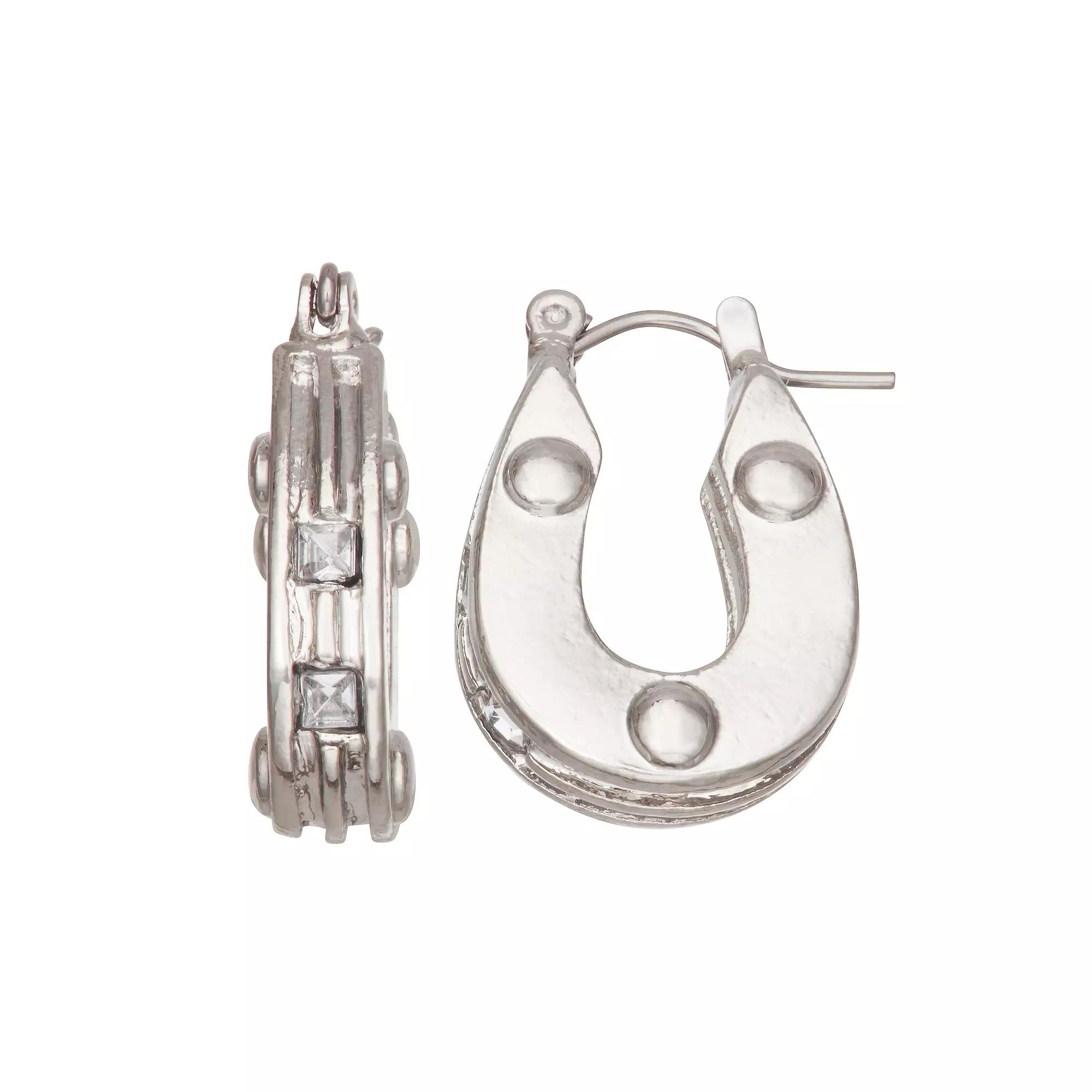Emberly Silver Tone Horseshoe Earrings, Women's, None Product Image