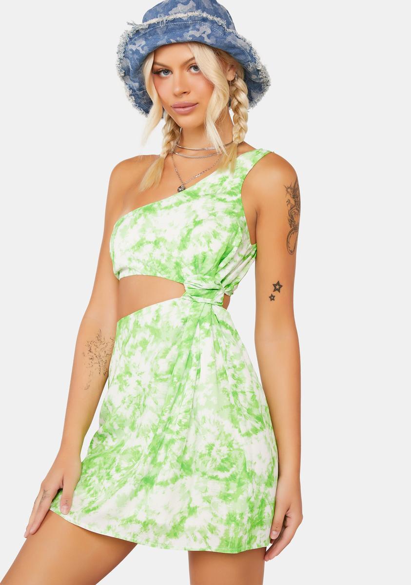 For Love & Lemons Tie Dye Cutout Mini Dress - Green Product Image
