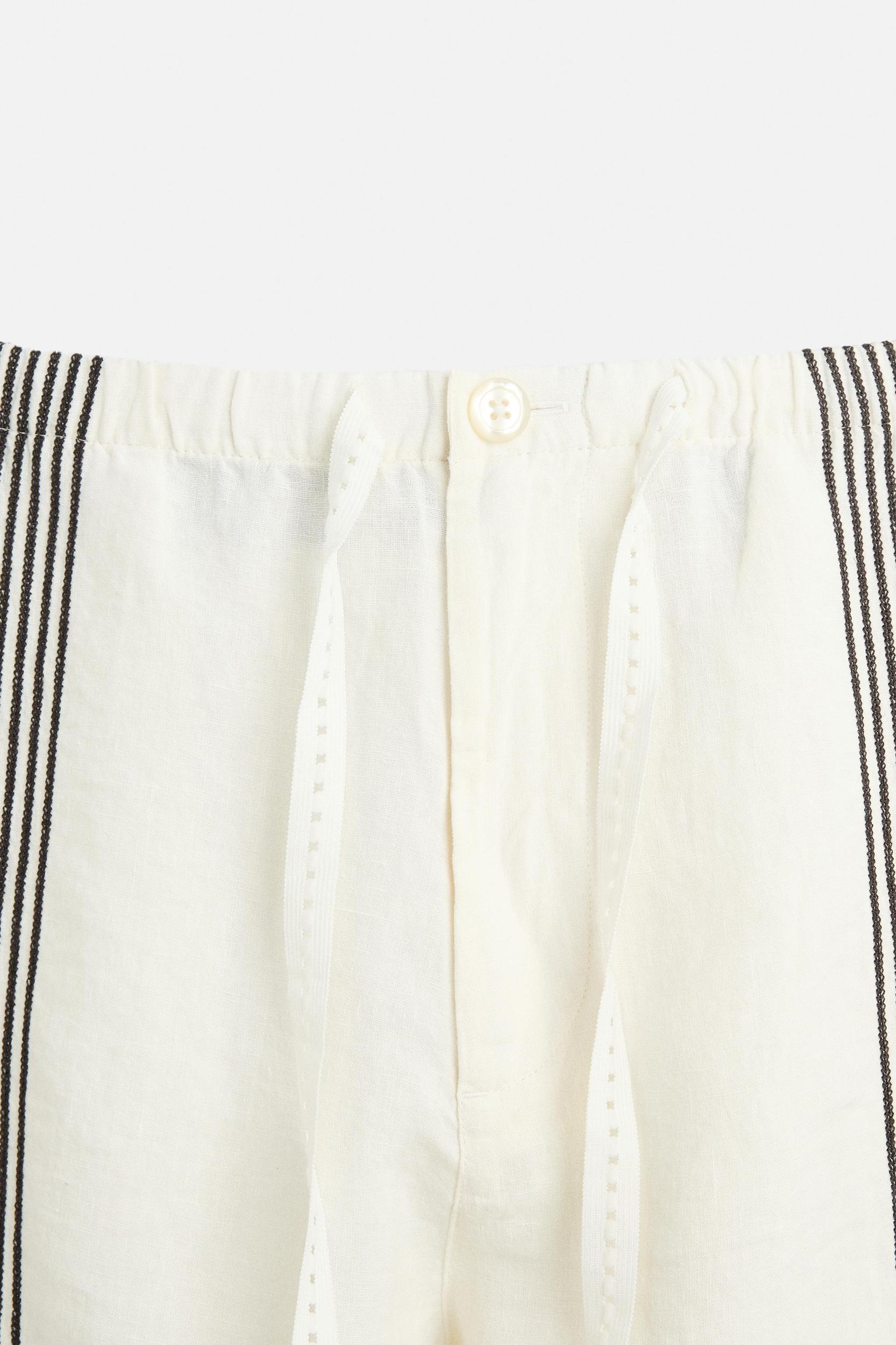 100% LINEN PANTS WITH STRIPES Product Image