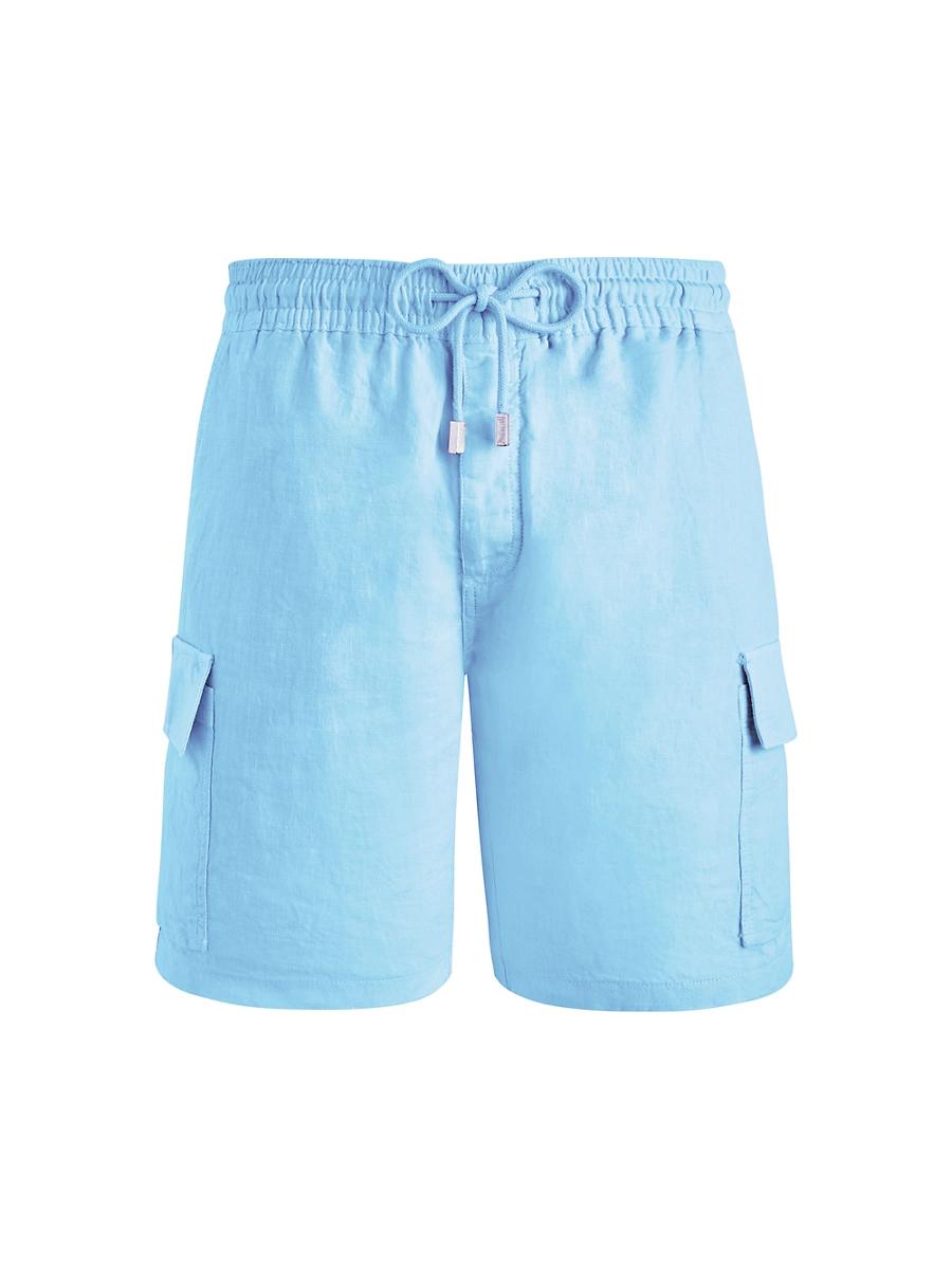 Mens Linen Cargo Swim Trunks Product Image