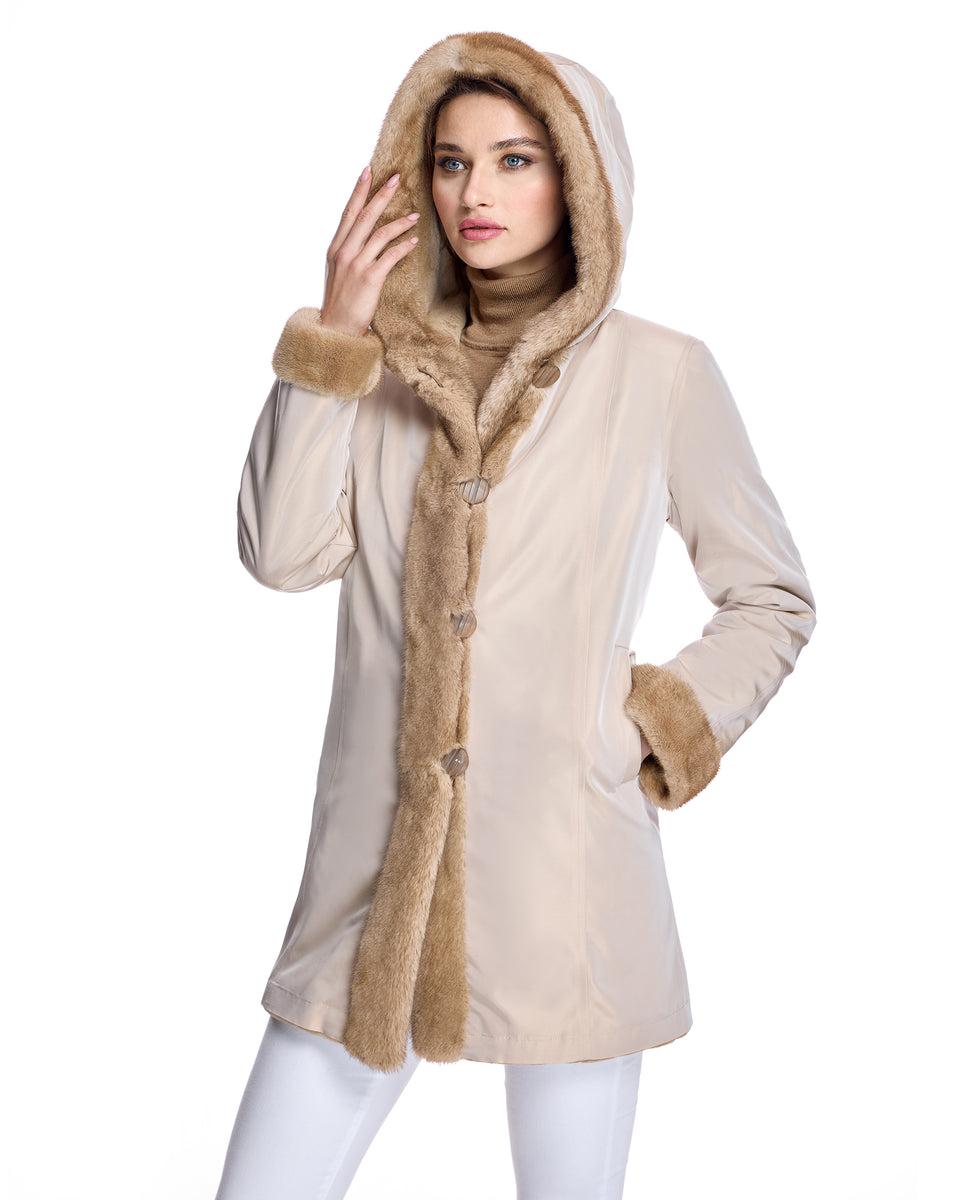 Reversible Sheared Mink Jacket with Hood Product Image
