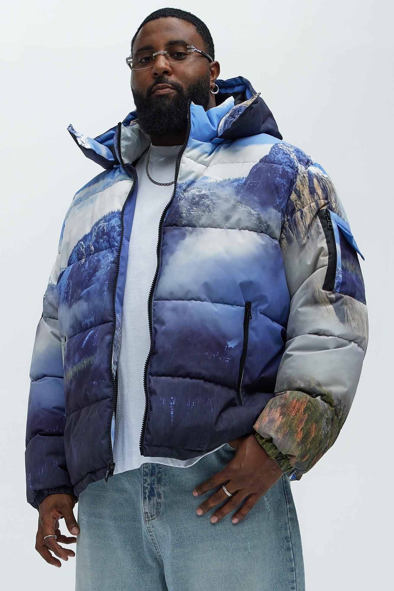 Big Sky Hooded Puffer Jacket - Blue/combo Male Product Image