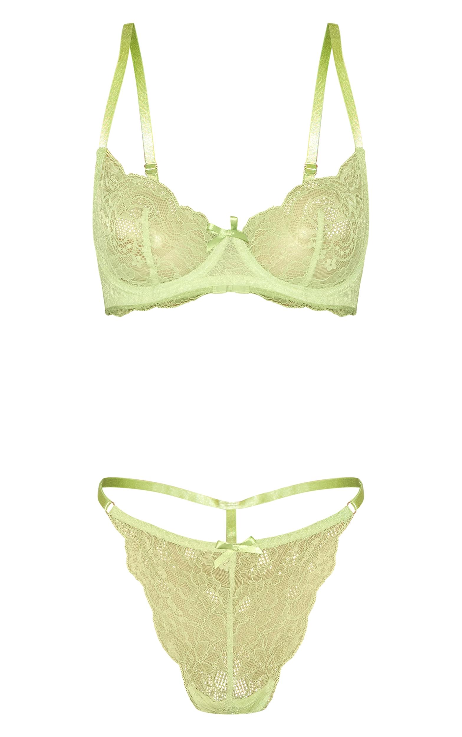  Sage Lace Underwired Lingerie Set Product Image